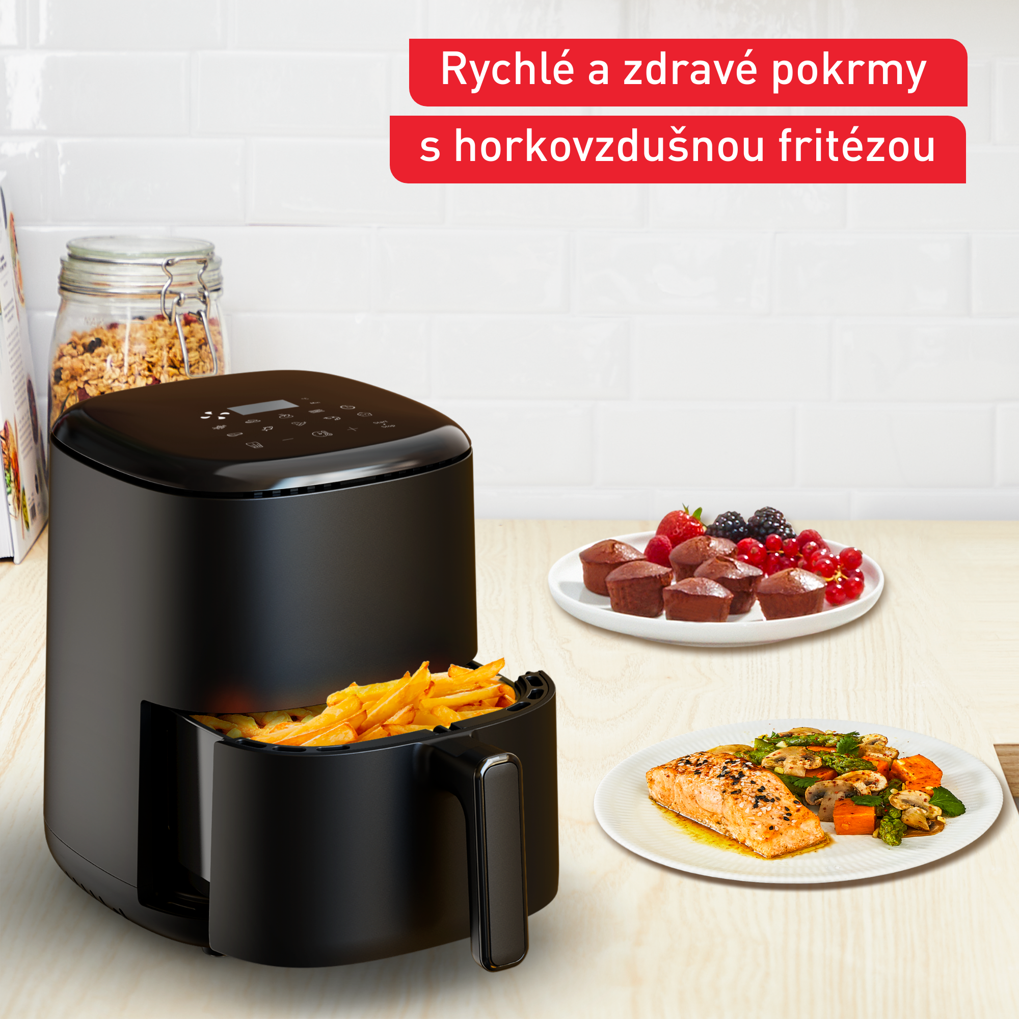 Horkovzdušná fritéza Tefal Easy Fry Compact 3l EY145810 Černá