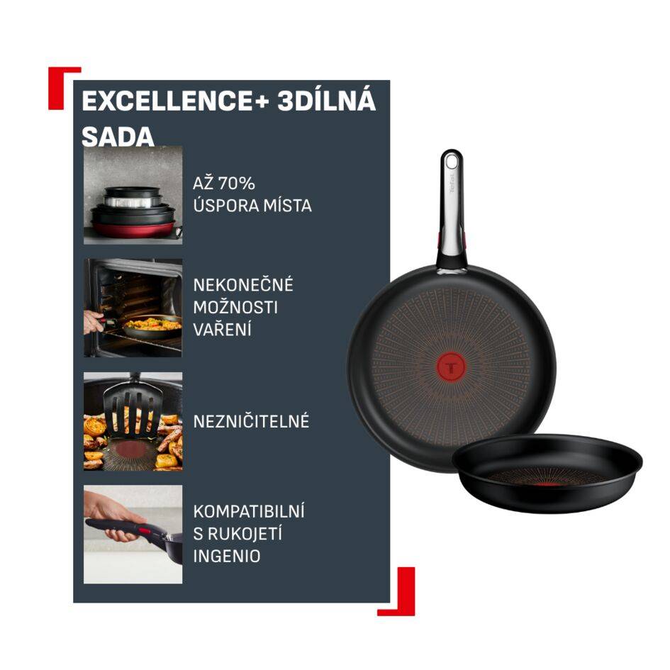 Stohovatelné nepřilnavé pánve Tefal Ingenio Excellence+ P0009553 3ks
