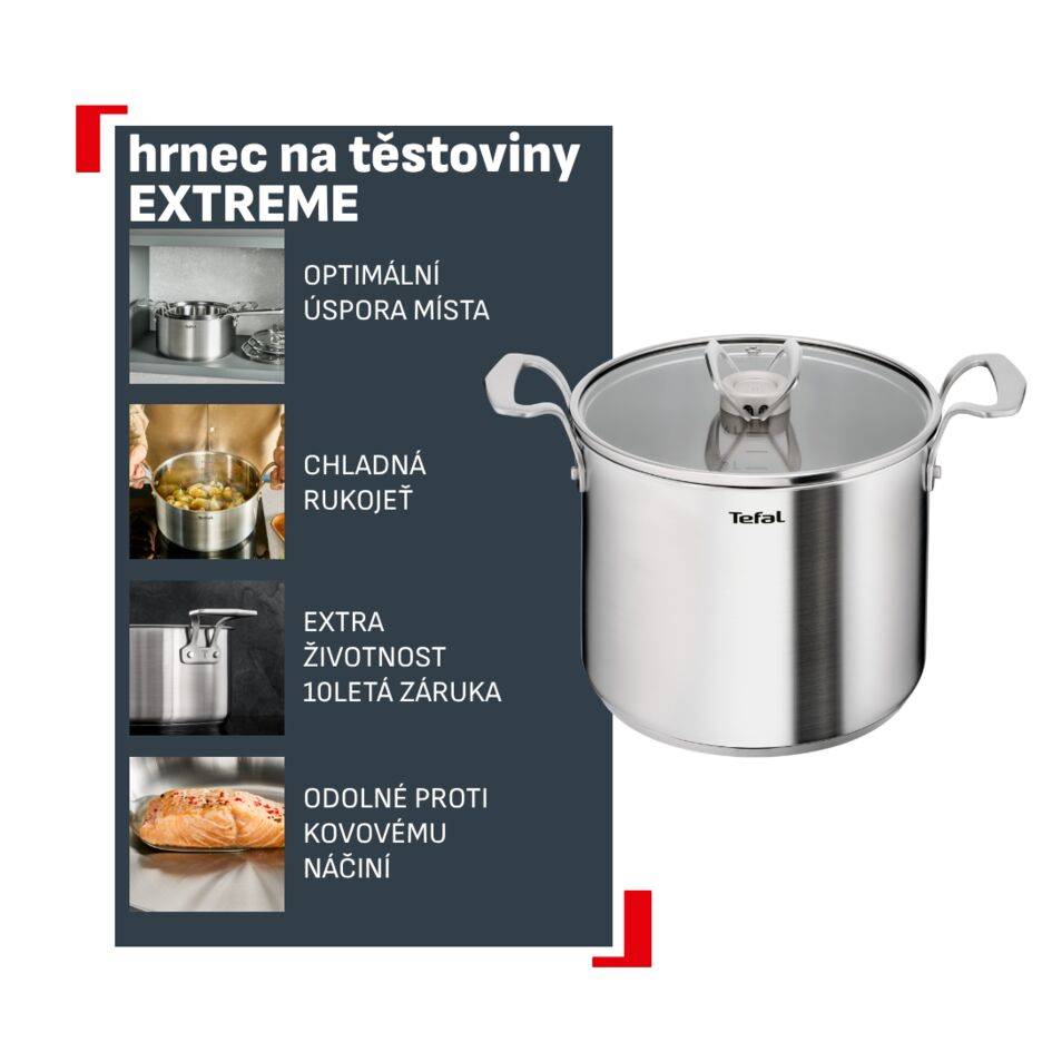 Hrnec na těstoviny s poklicí Tefal Extreme E5296104 22 cm
