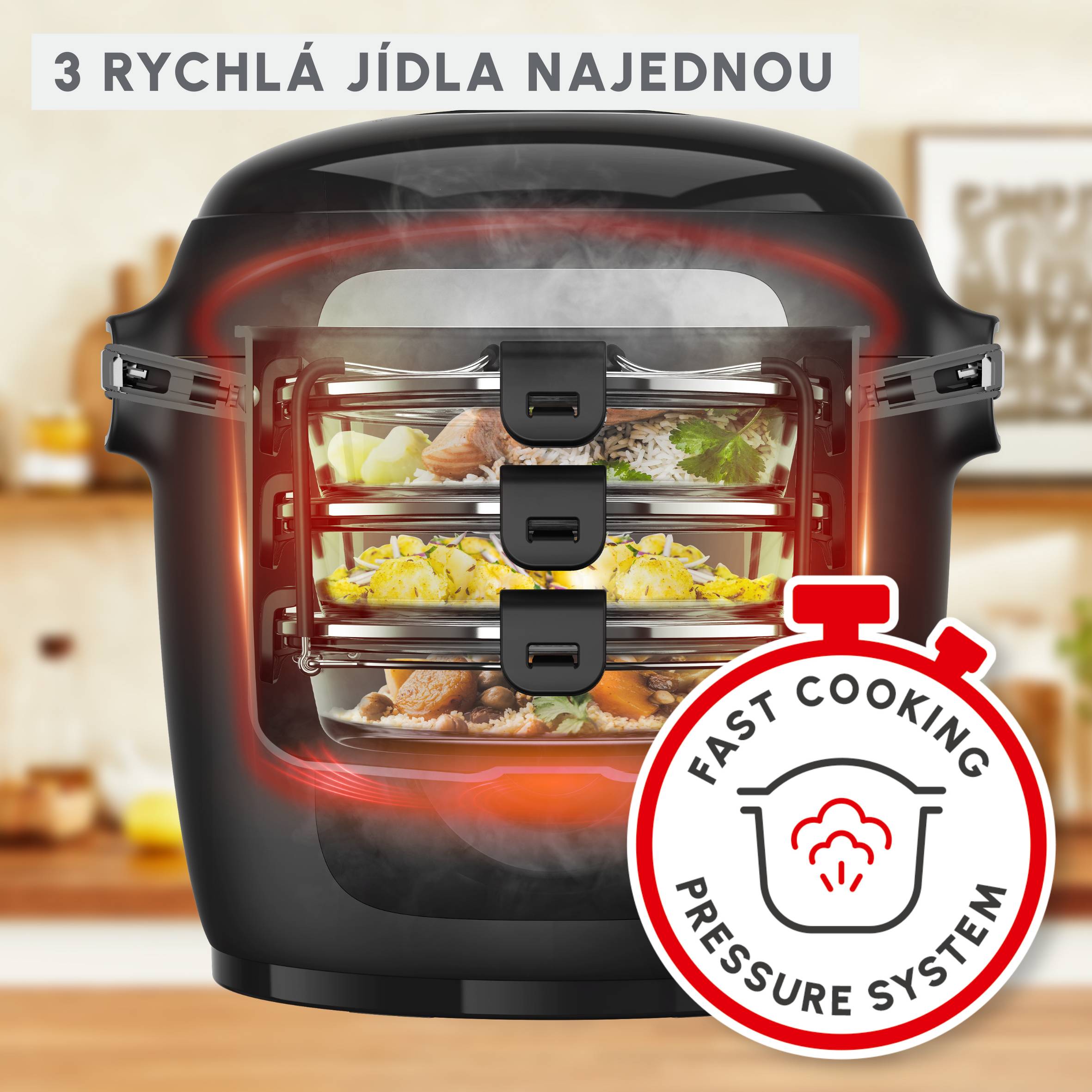 XA6130E0 My Batchcooker Express Příslušenství pro Cook4Me pro tlakové vaření Tefal Sklo/Nerez