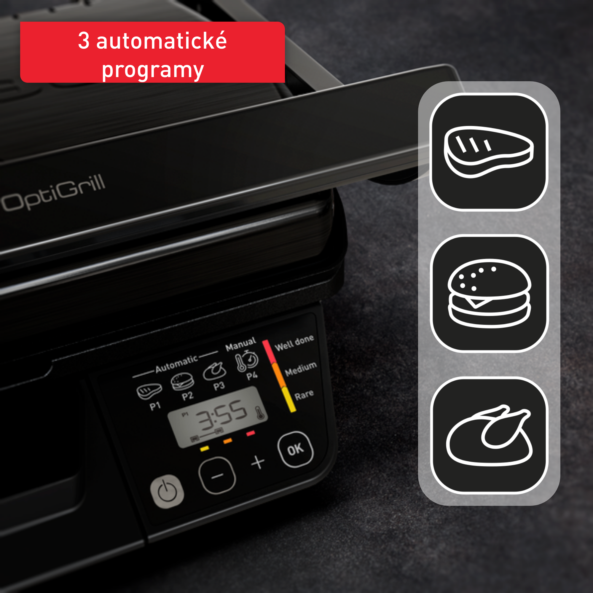 Chytrý elektrický gril Tefal OptiGrill GC7P0810