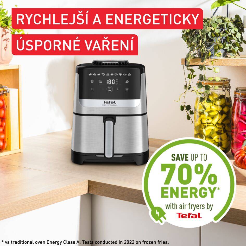 Tichá horkovzdušná fritéza Tefal Easy Fry Silence EY552DE0 Nerezová ocel