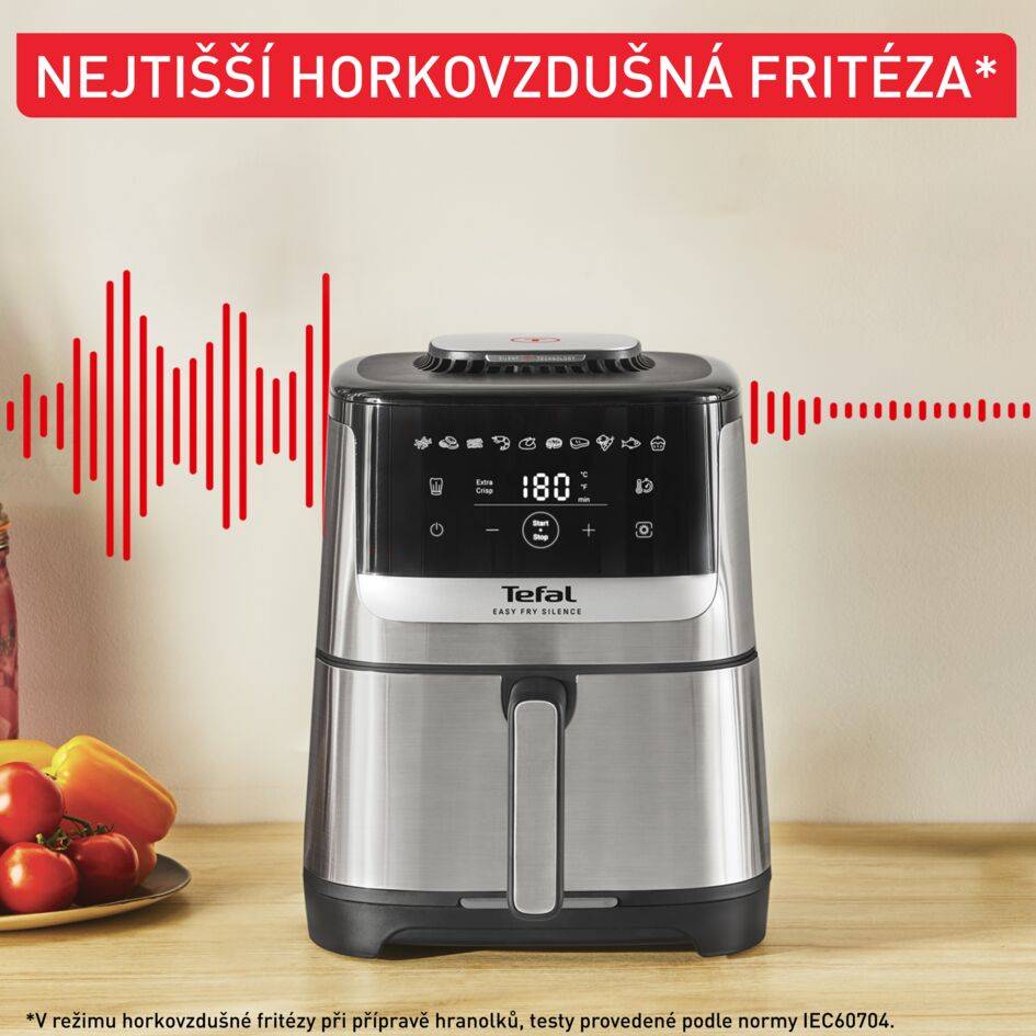 Tichá horkovzdušná fritéza Tefal Easy Fry Silence EY552DE0 Nerezová ocel