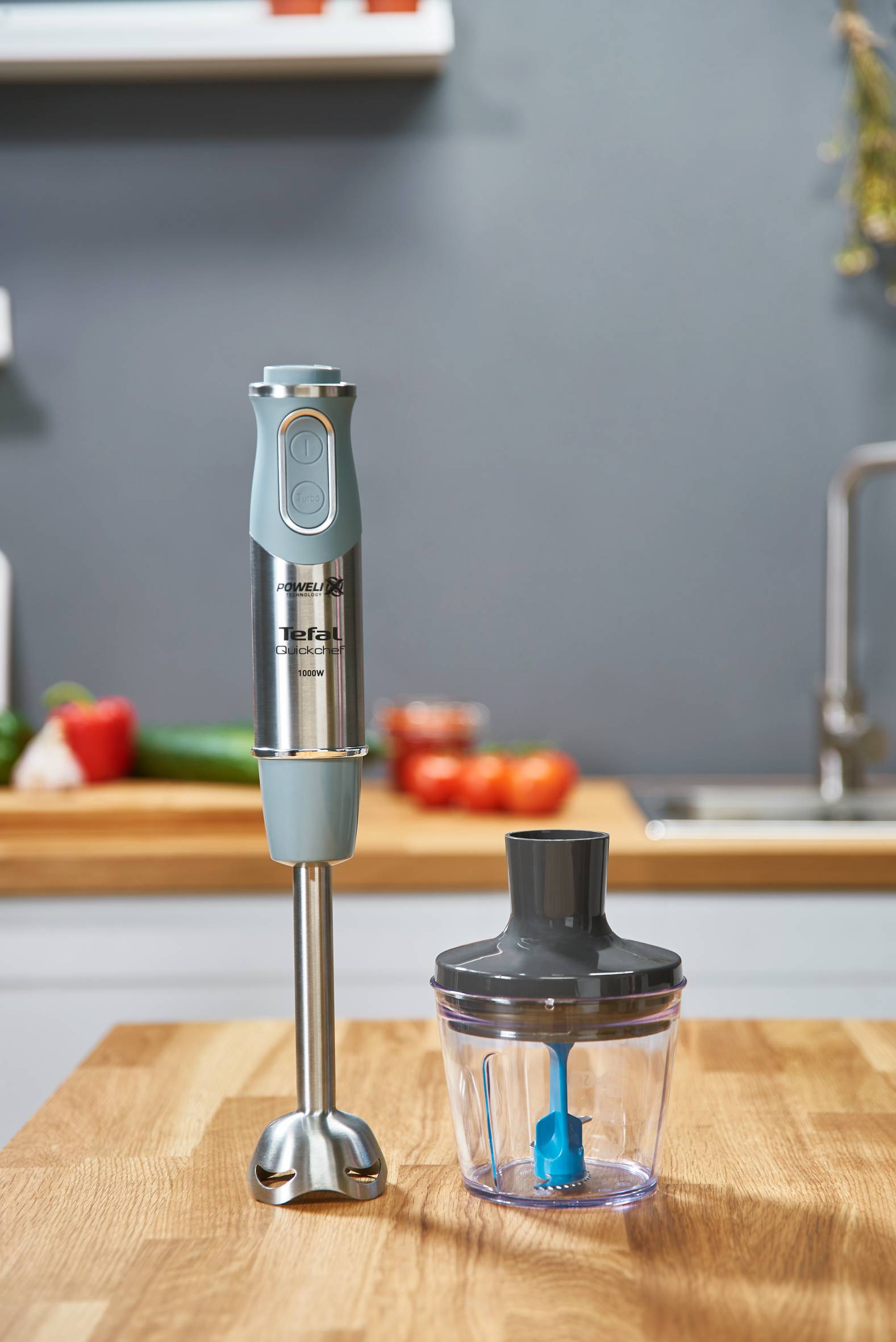 Tyčový mixér Tefal Quickchef Quartzite 2v1 HB65KD38 Nerezový/Šedý