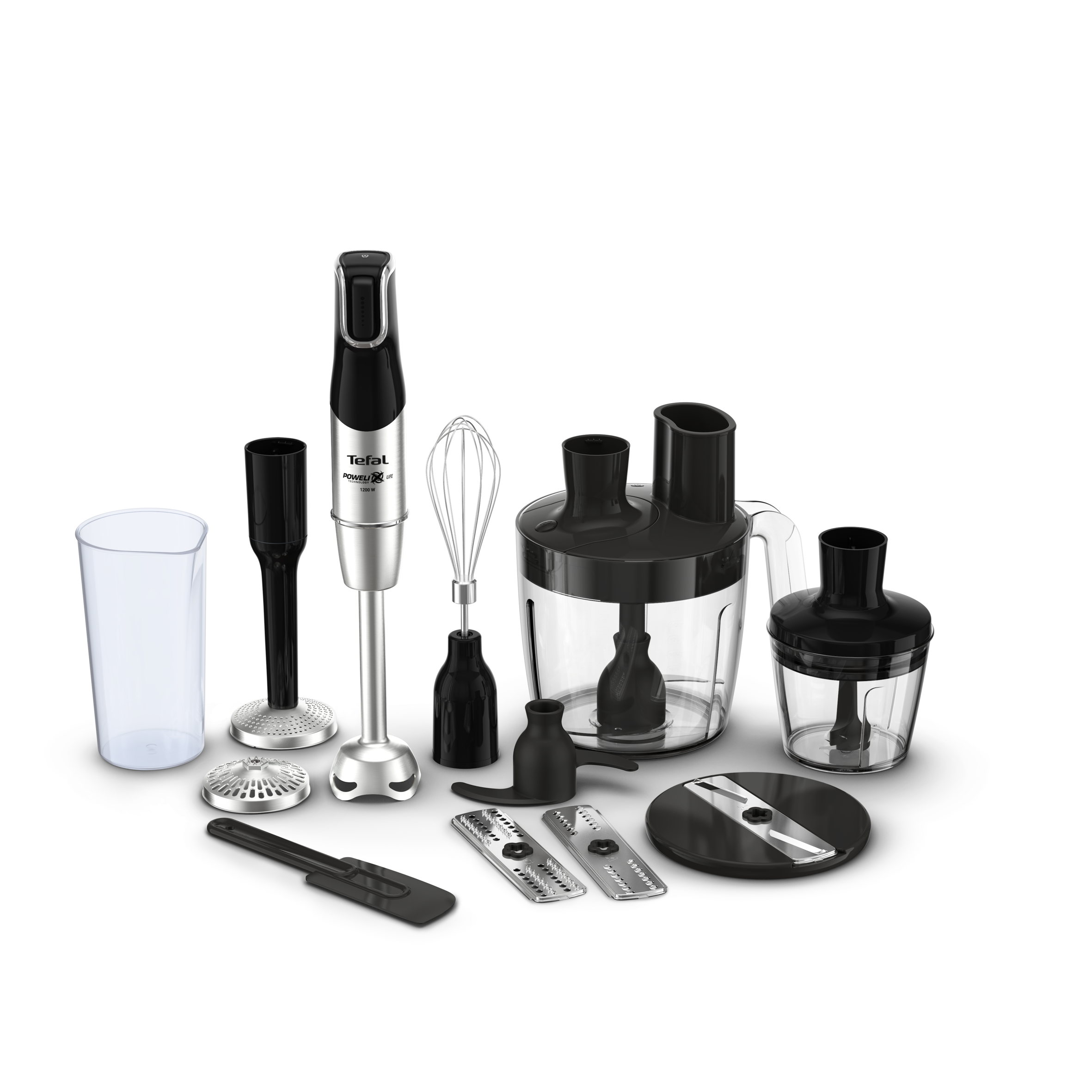 Tyčový mixér Tefal Infiny Force Pro 5v1 HB95LD38 Nerezový/Černý