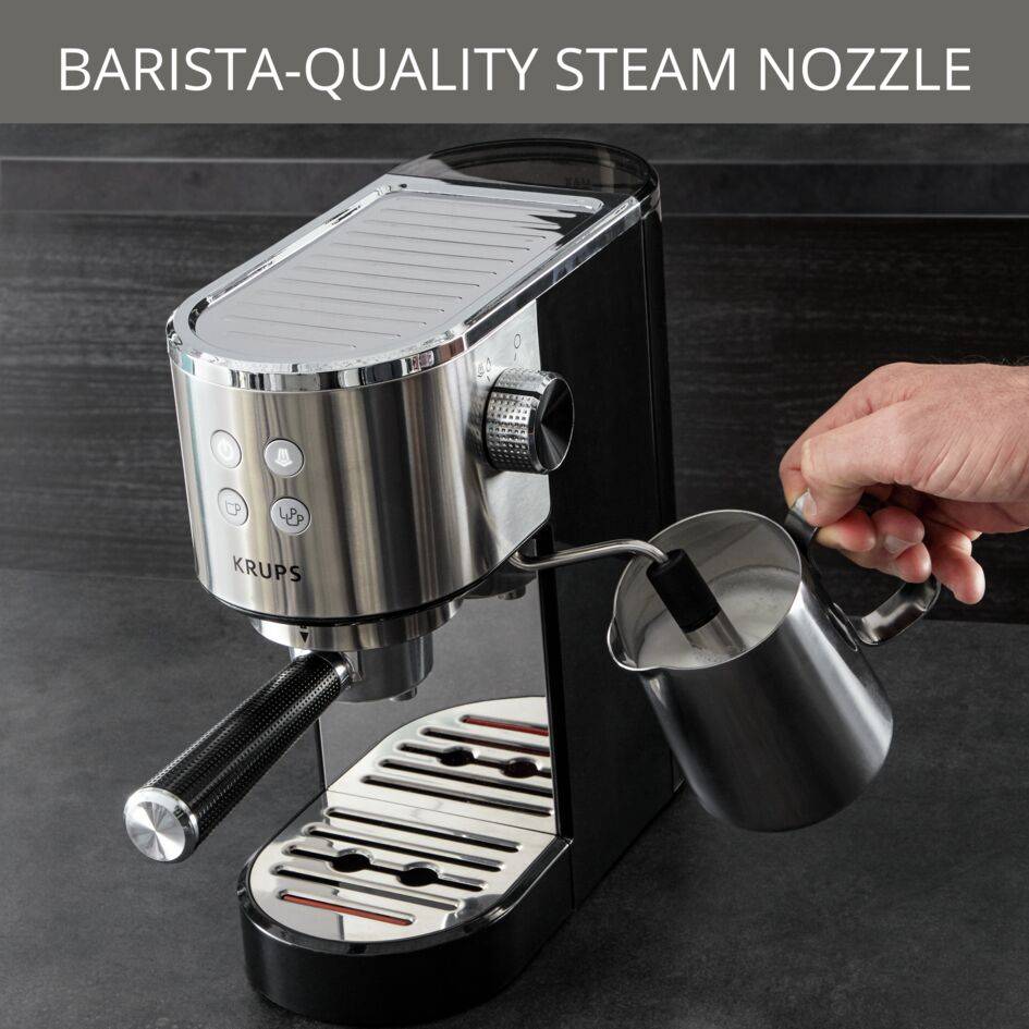 Pákový kávovar KRUPS Espresso Steam & Pump Virtuoso XP442C11 Černý/Nerez