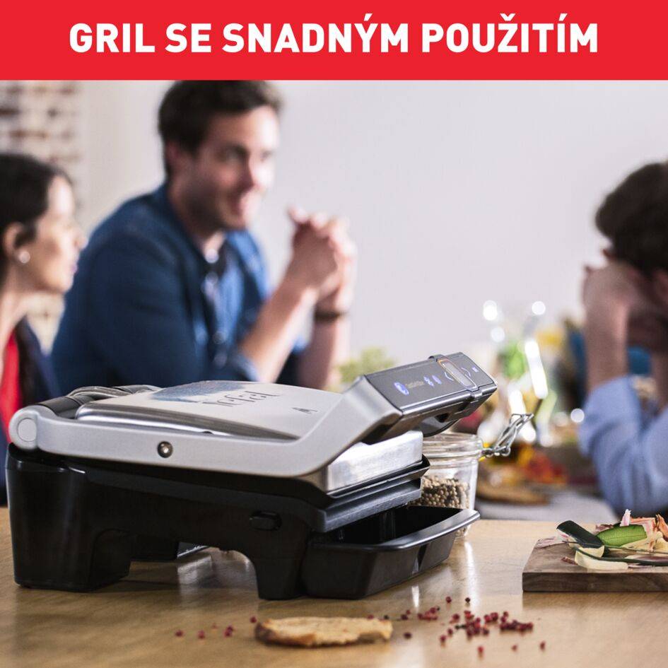 Elektrický domácí gril Tefal OptiGrill Elite GC750D30 Stříbrný/Černý