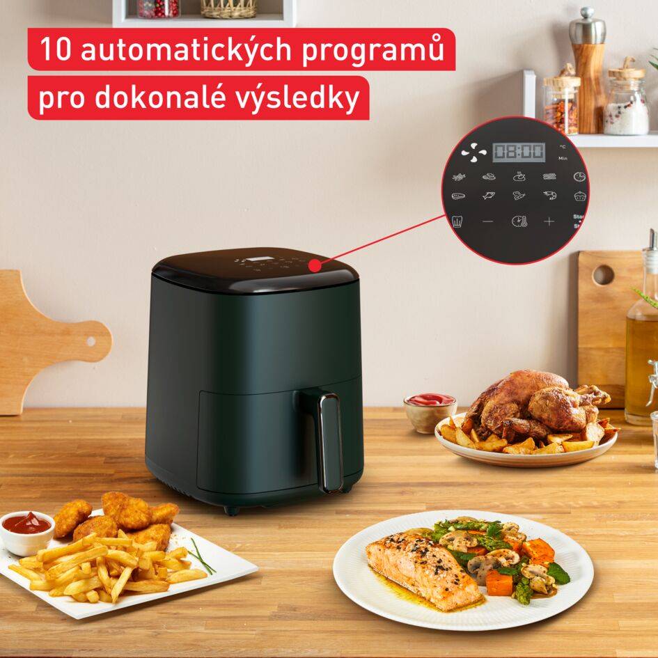 Horkovzdušná fritéza 5l Tefal Easy Fry Max EY245310 Tmavě zelená/Černá