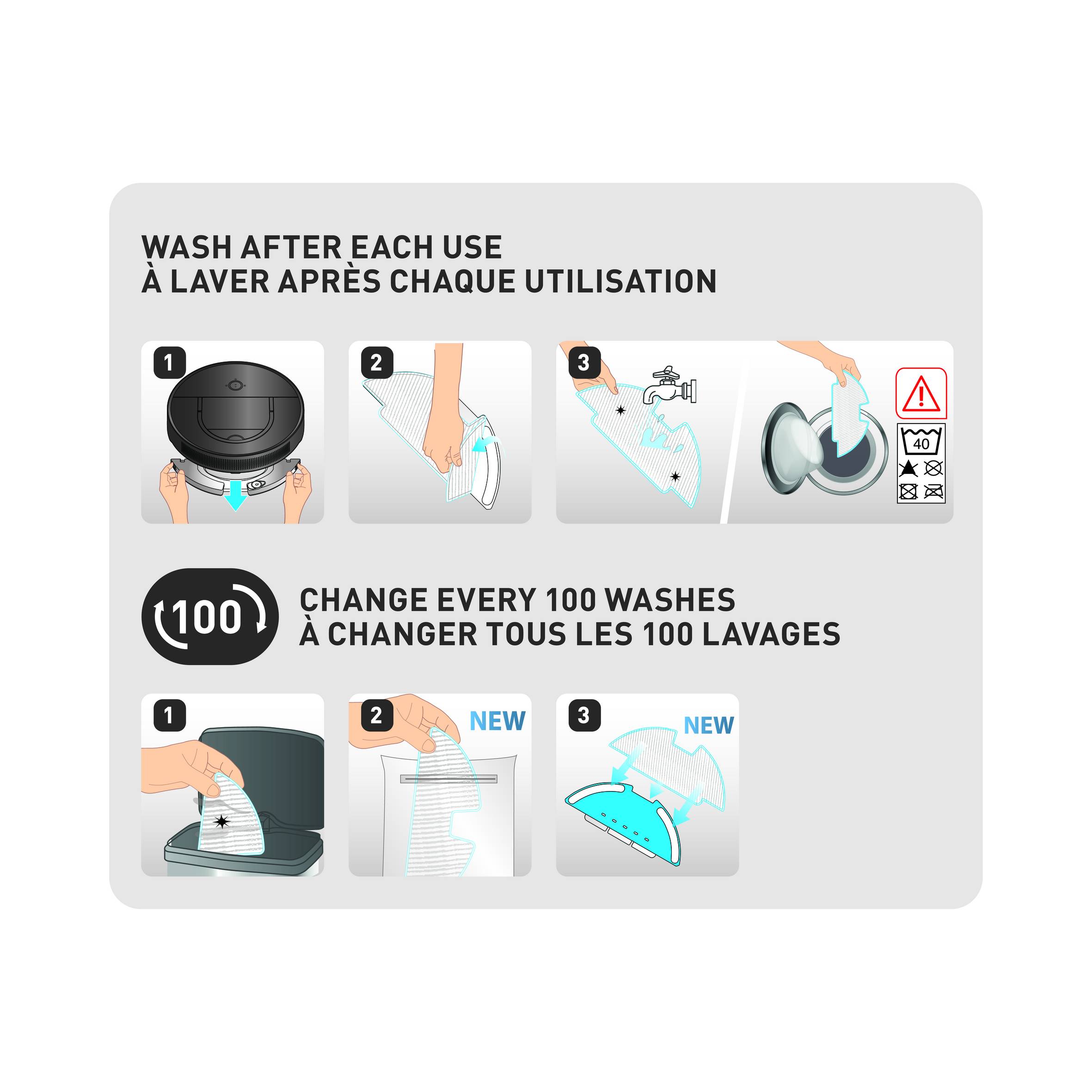 Sada 3 utěrek do robotického vysavače ZR130001