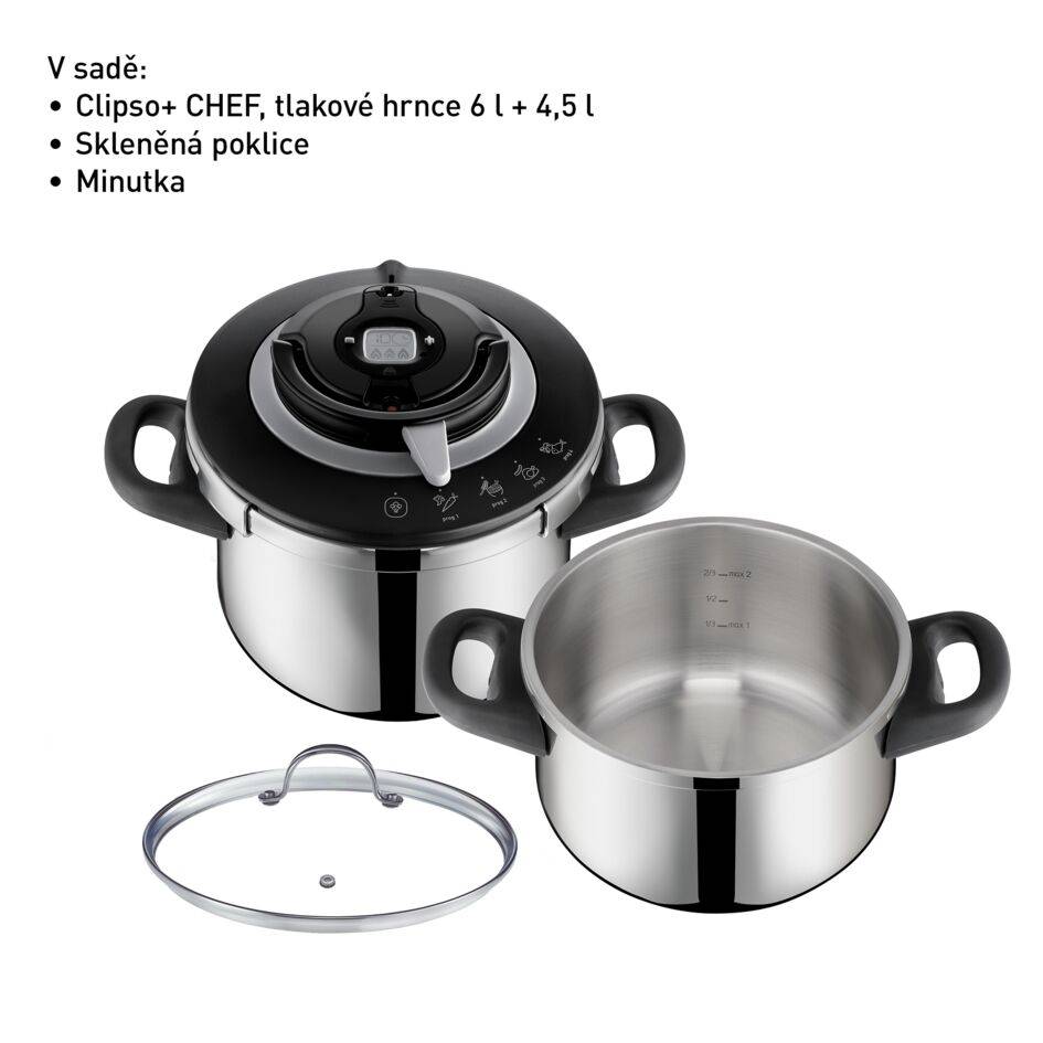 Tlakový hrnec Tefal Clipso+ CHEF 6 L + 4.5 L P4552030 