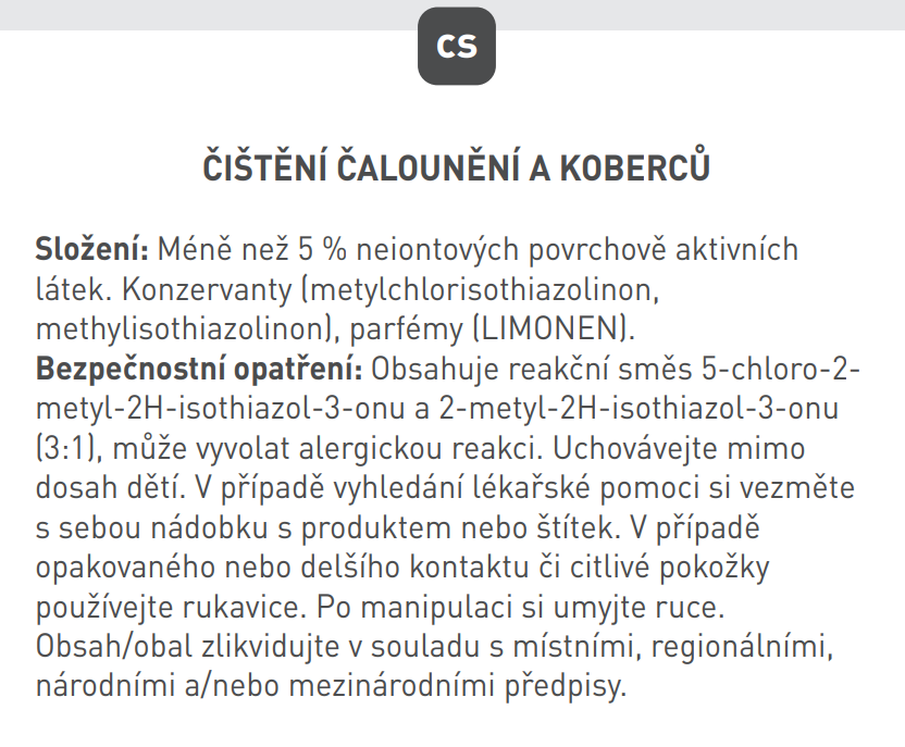 Čisticí prostředek na čištění čalounění a koberců 1 L XD5310F0