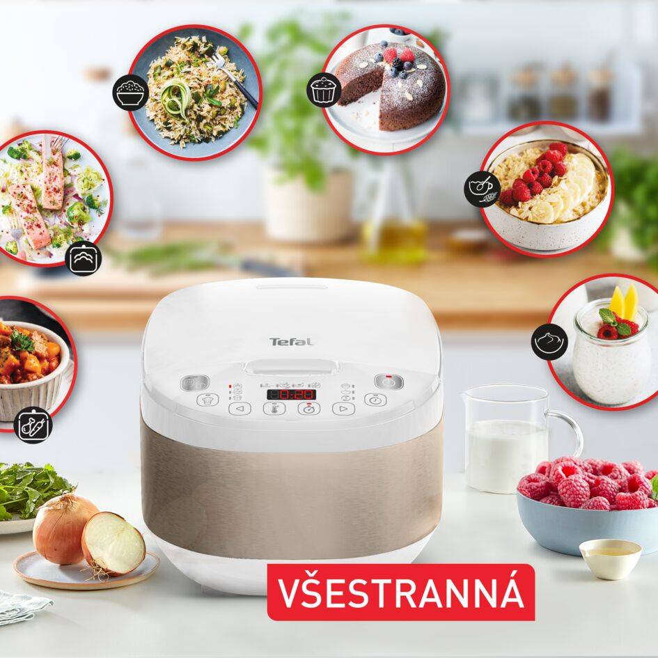 Multifunkční elektrický hrnec Tefal Simply Cook Plus RK6221E1 Stříbrný/Bílý