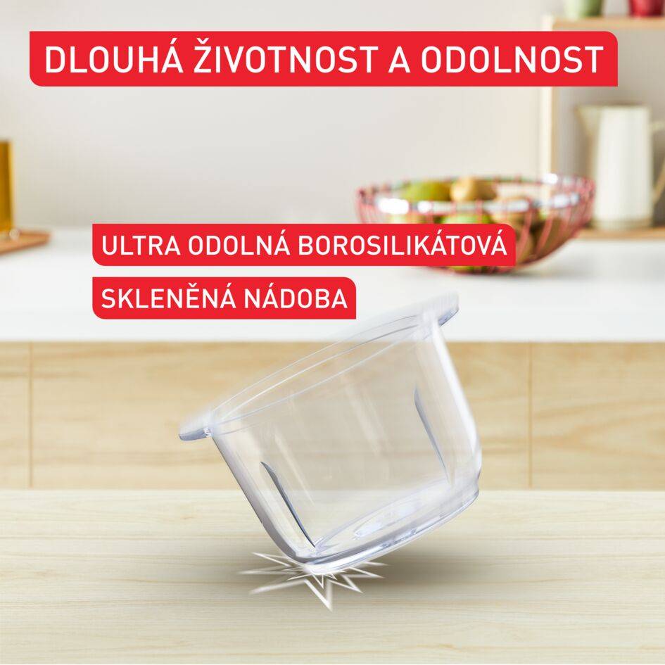 Choppeo, elektrický sekáček na potraviny se skleněnou nádobou, objem 2 l, borosilikátové sklo