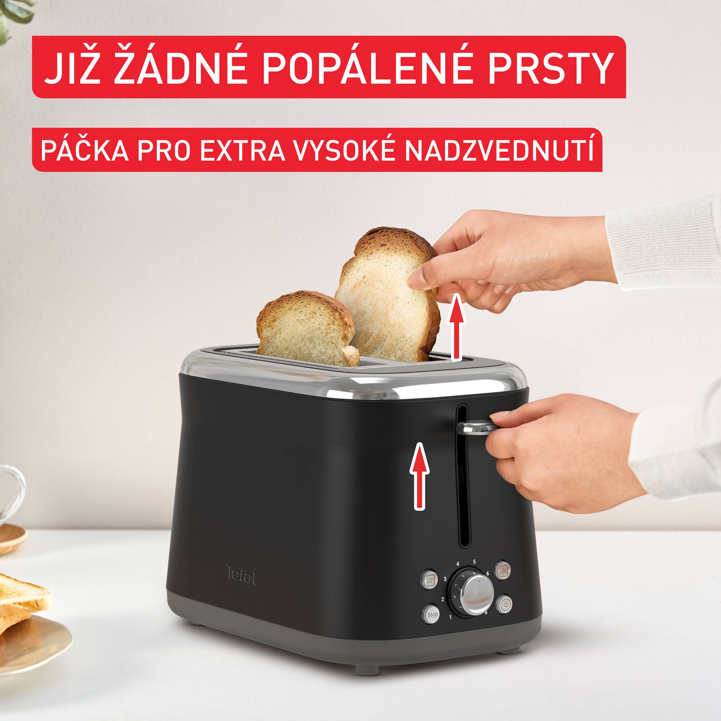 Retro topinkovač Tefal Collection, TT7208E0, nerezový, černý