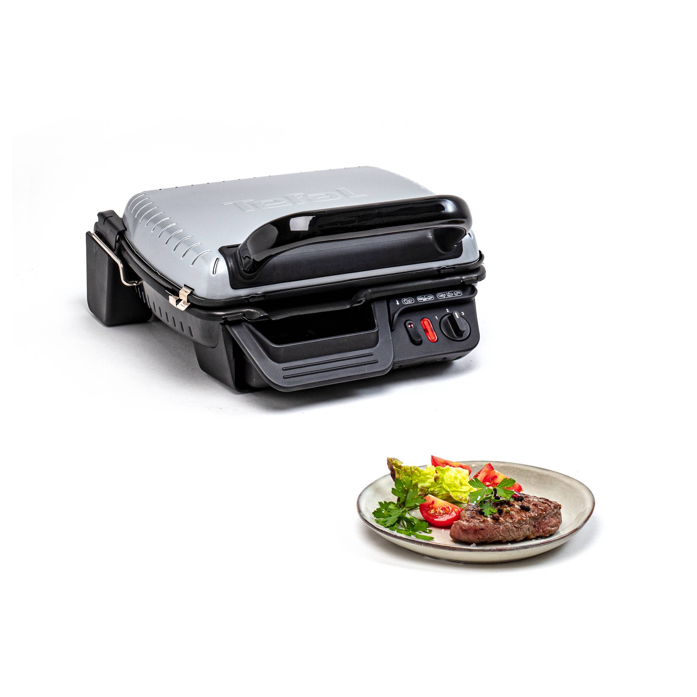 Malý elektrický gril Tefal Ultra Compact 600 GC305012 Stříbrný/Černý