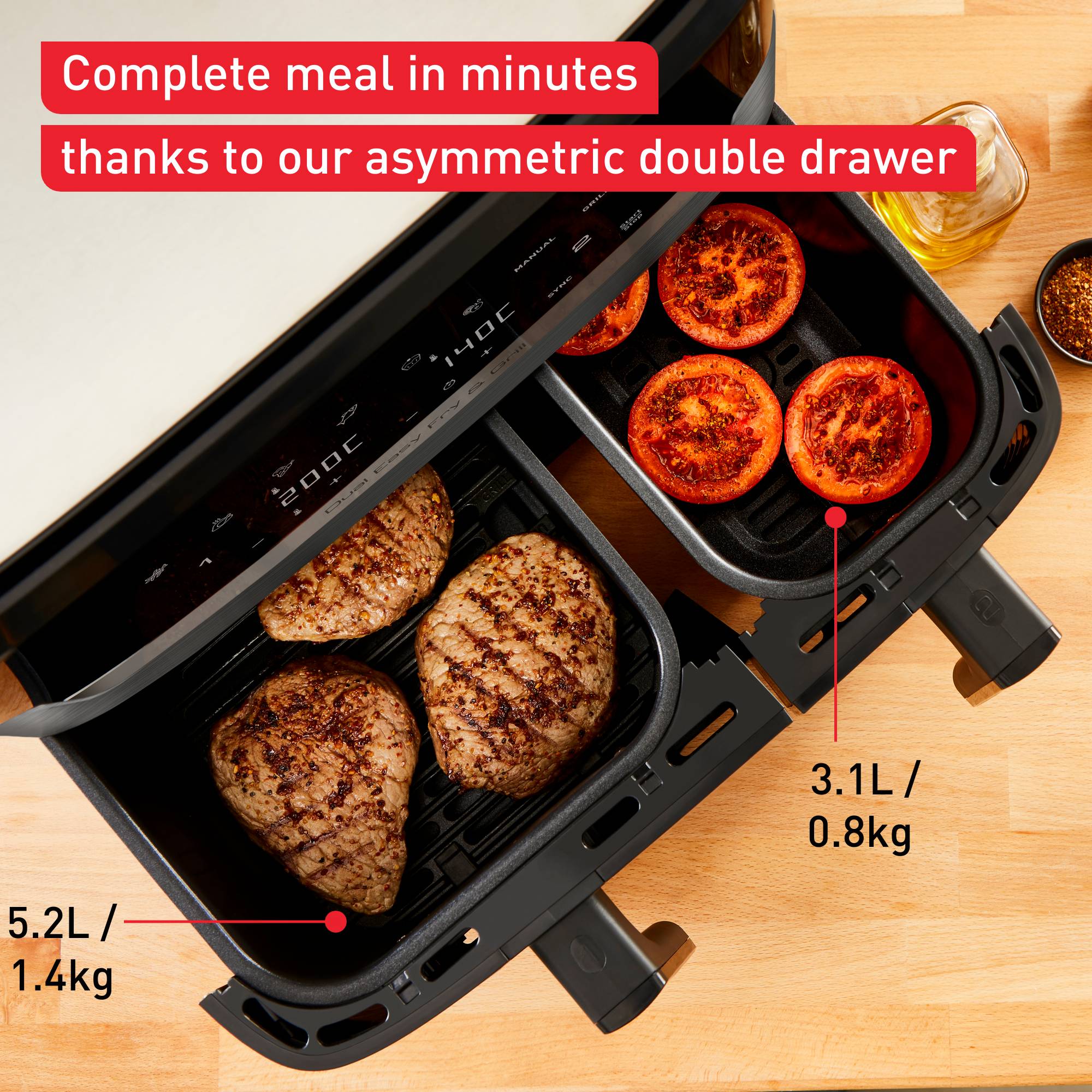 Dual Easy Fry & Grill Air fryer 8.3 L / 2.2kg Coal Grey