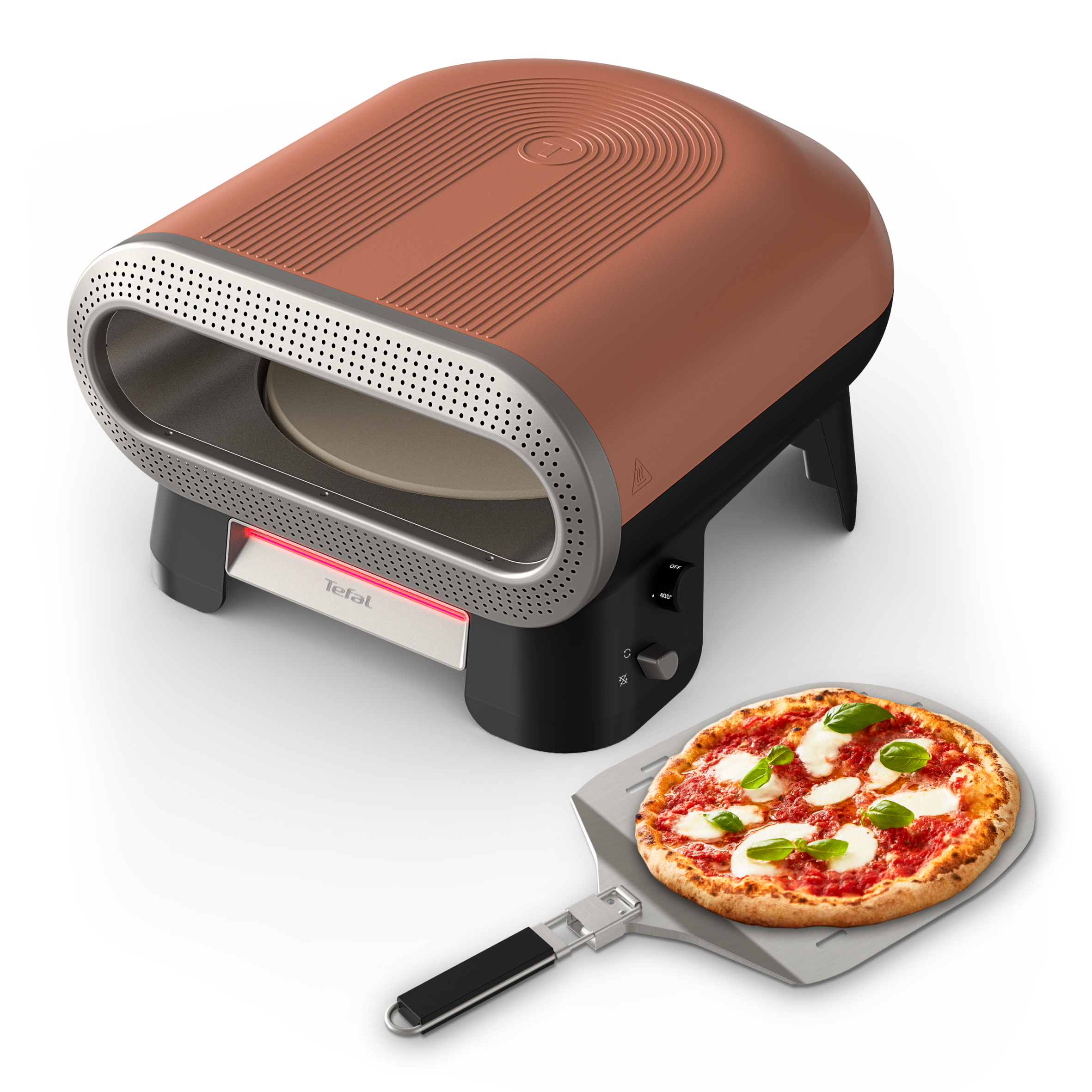 Elektrická venkovní trouba na pizzu Tefal Pizza Pronto JM600TE0 červenohnědá