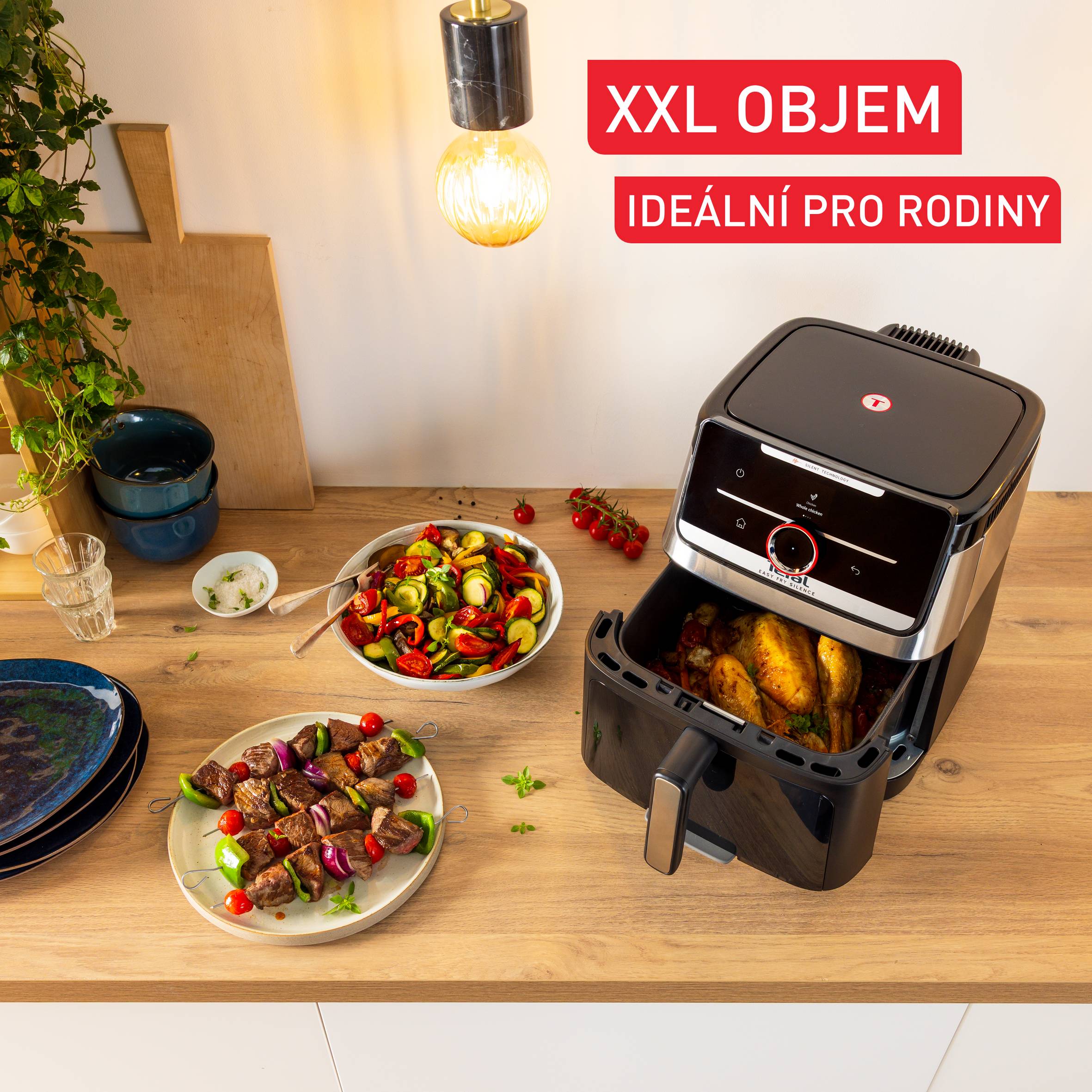 Tichá horkovzdušná fritéza Tefal Easy Fry Silence 7L, EY876E0, nerez