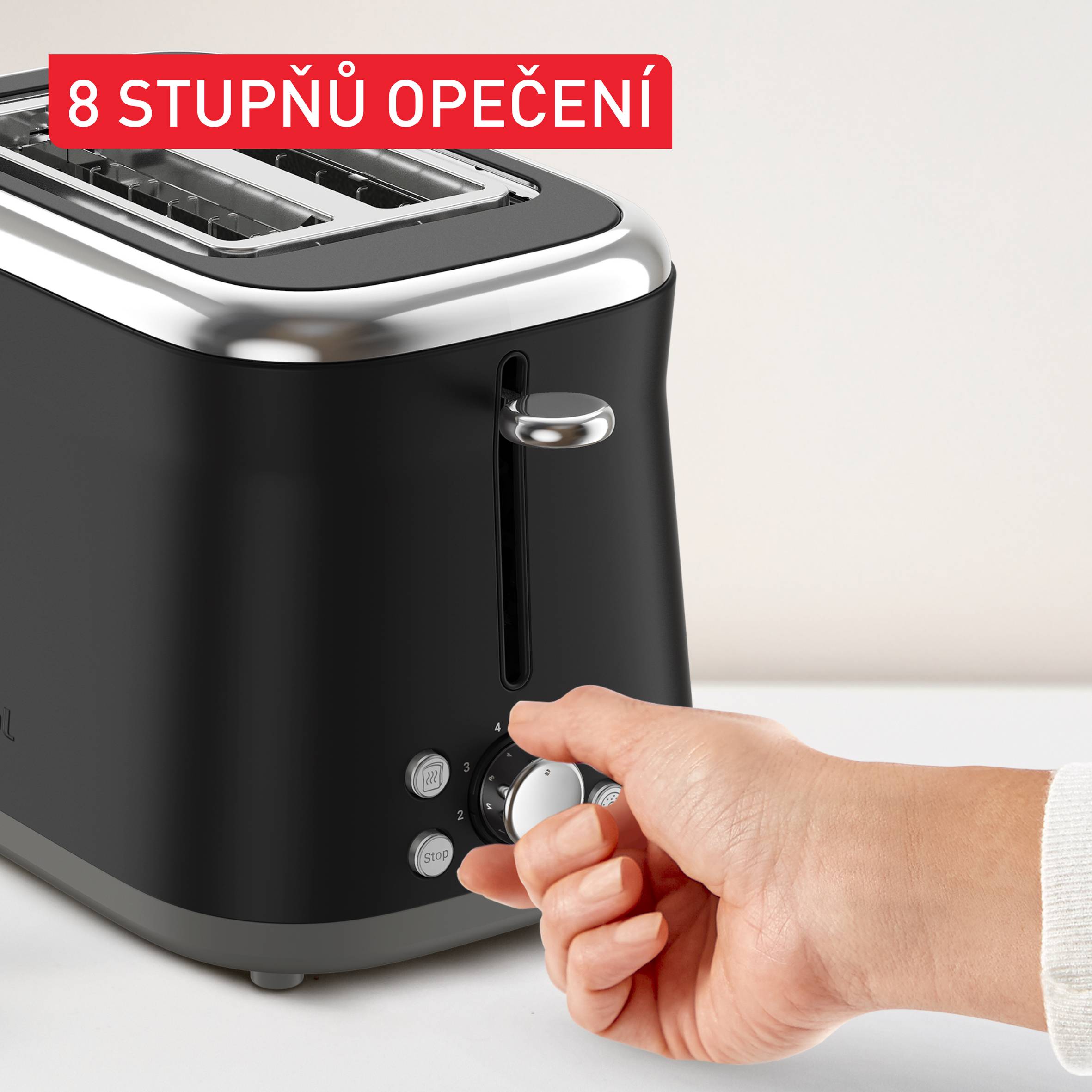 Retro topinkovač Tefal Collection, TT7208E0, nerezový, černý