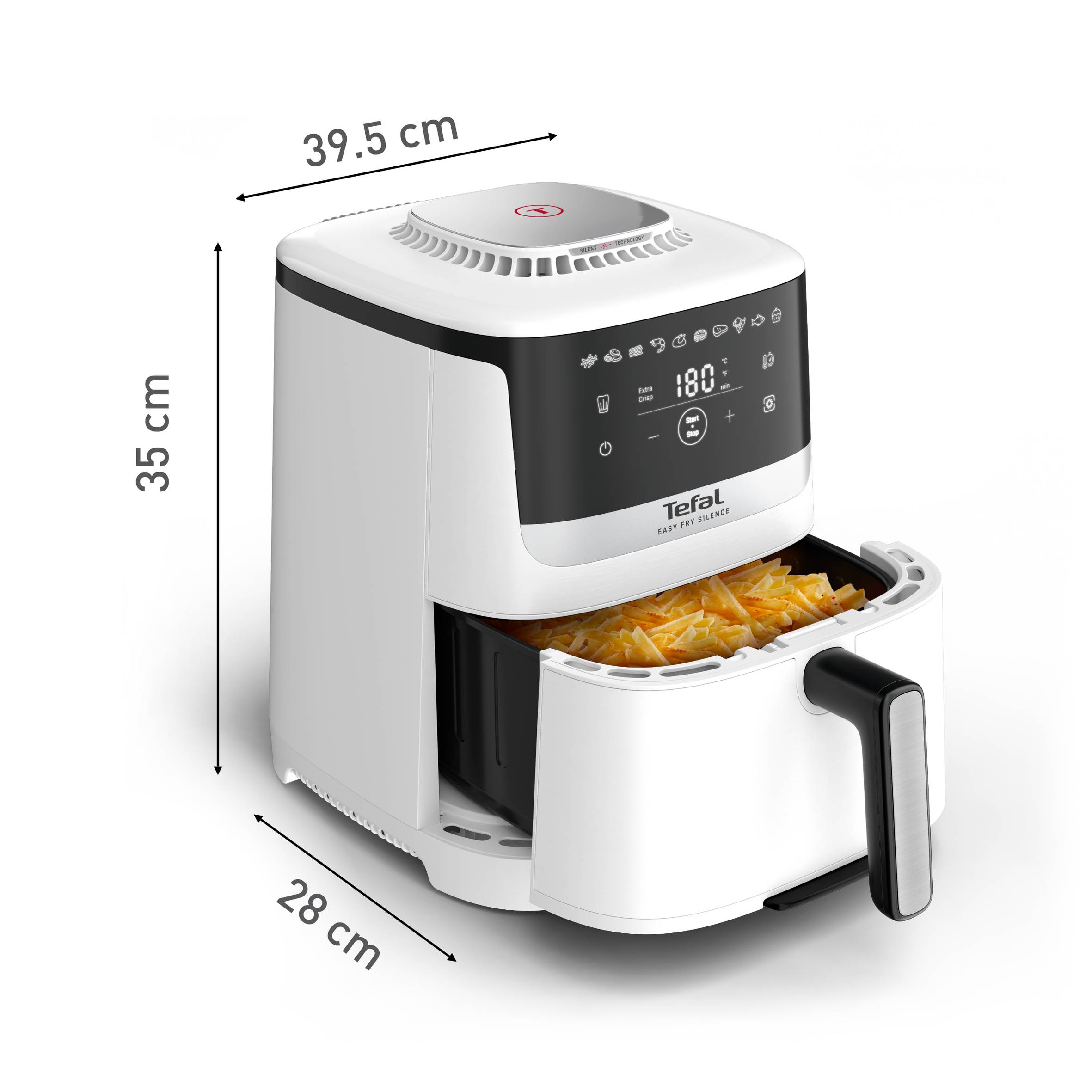 Tichá horkovzdušná fritéza Tefal Easy Fry Silence  5 l, EY5521E0, bílá