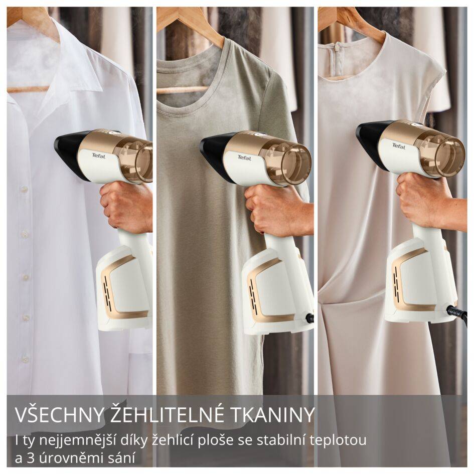 Nasávací ruční napařovač a žehlička 2v1 Tefal AeroSteam DT9820F0 Bílý/zlatý
