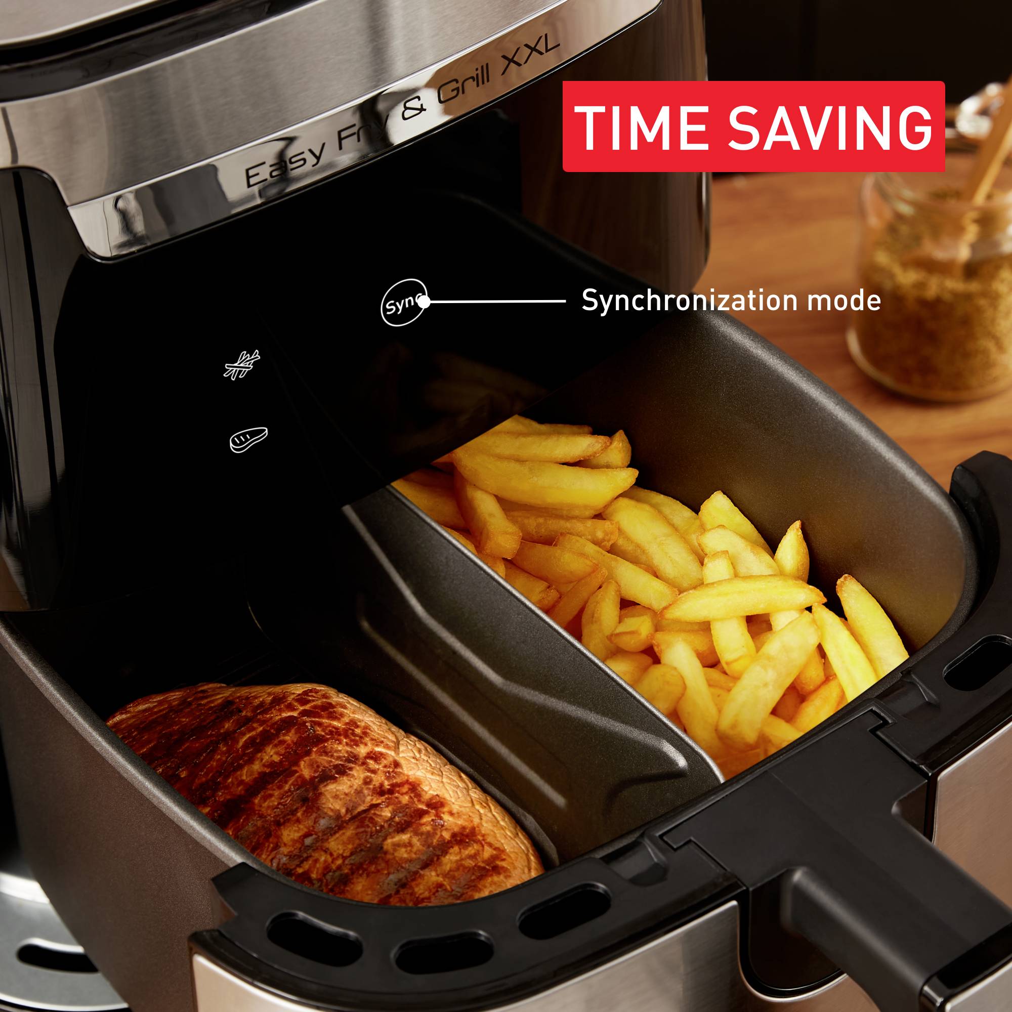 Horkovzdušní fritéza Tefal Easy Fry & Grill 2v1 EY801D15 Černá/Nerezová