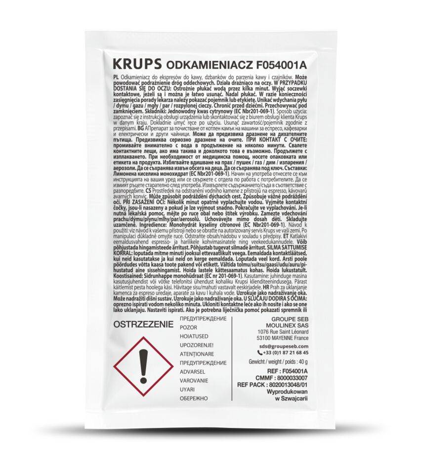 Odvápňovací prostředek v prášku x é F054001A