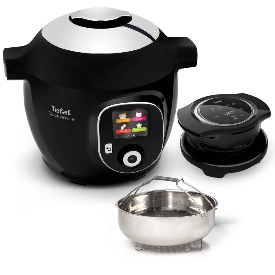 Chytrý multifunkční hrnec Tefal Cook4Me+ s víkem Extra Crisp CY85XF2, černý
