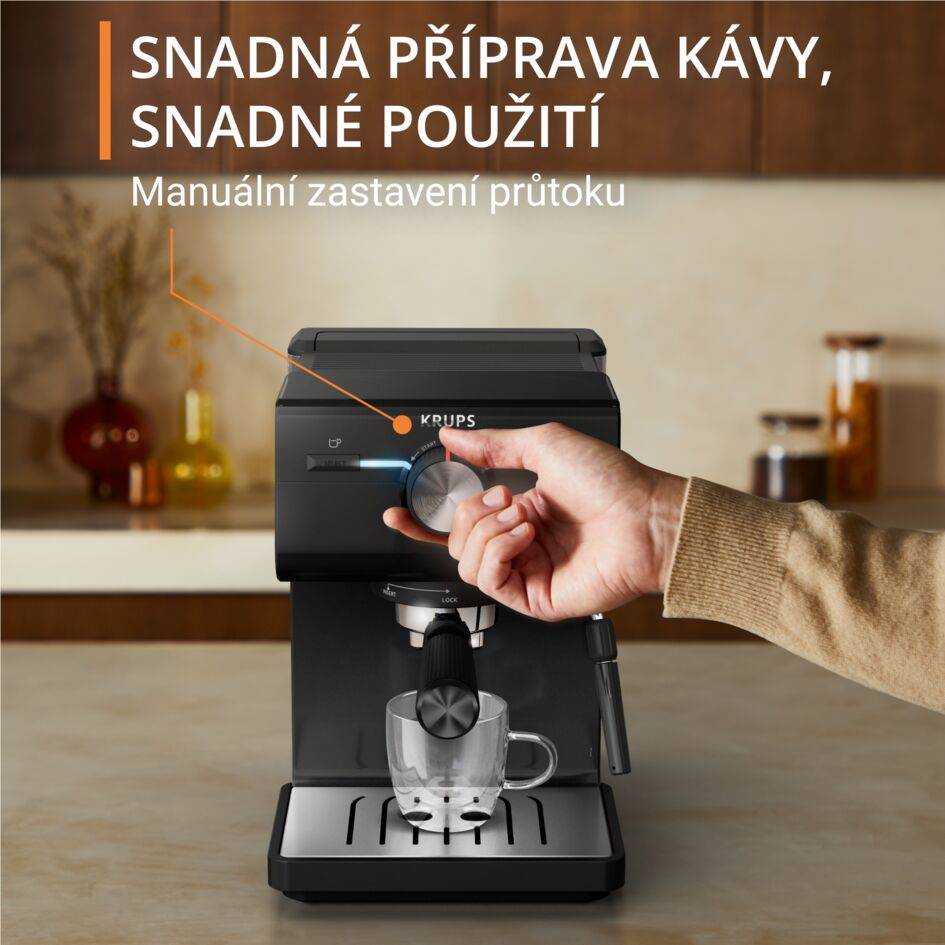 Pákový kávovar KRUPS Authentic XP381810 černý
