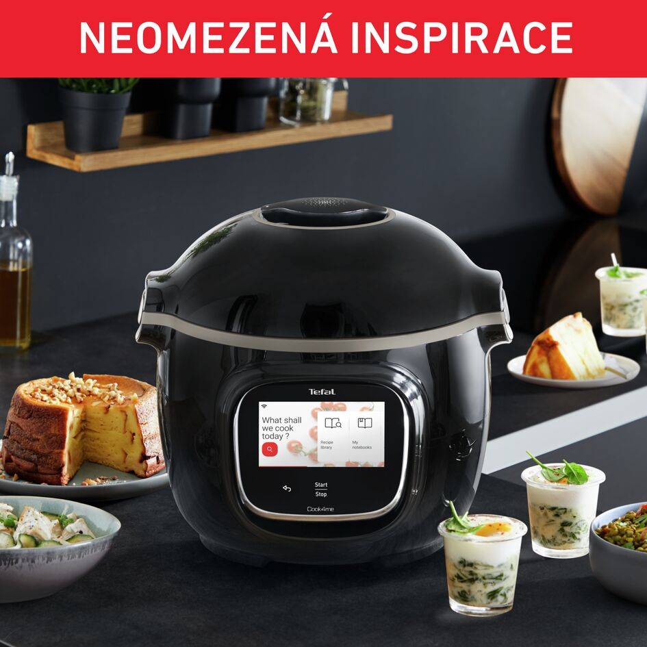 Inteligentní multifunkční hrnec Tefal Cook4me Touch WiFi CY912831 Černá