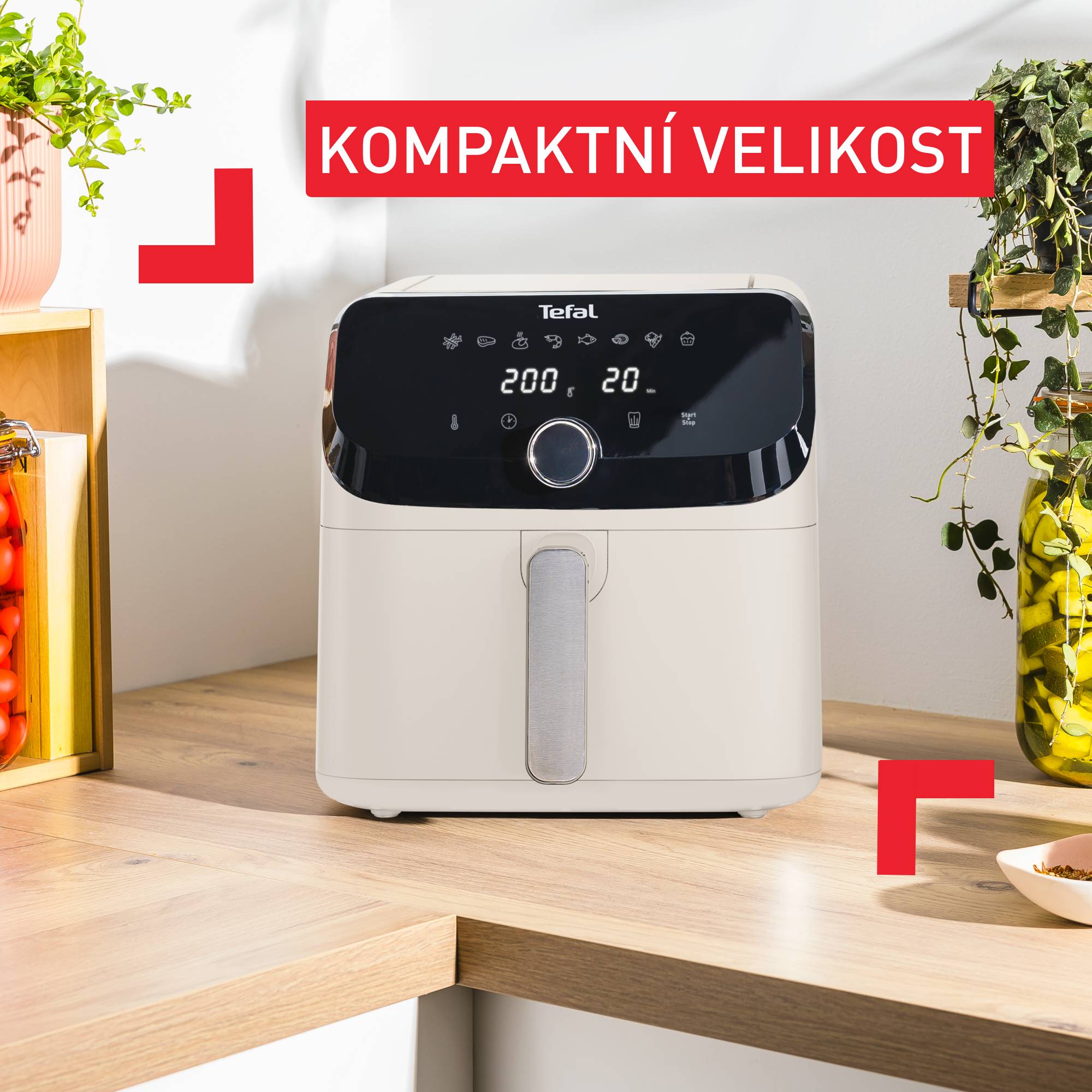 Horkovzdušná fritéza Tedal Easy Fry Mega, 7,5 l, EY855AE0, krémová