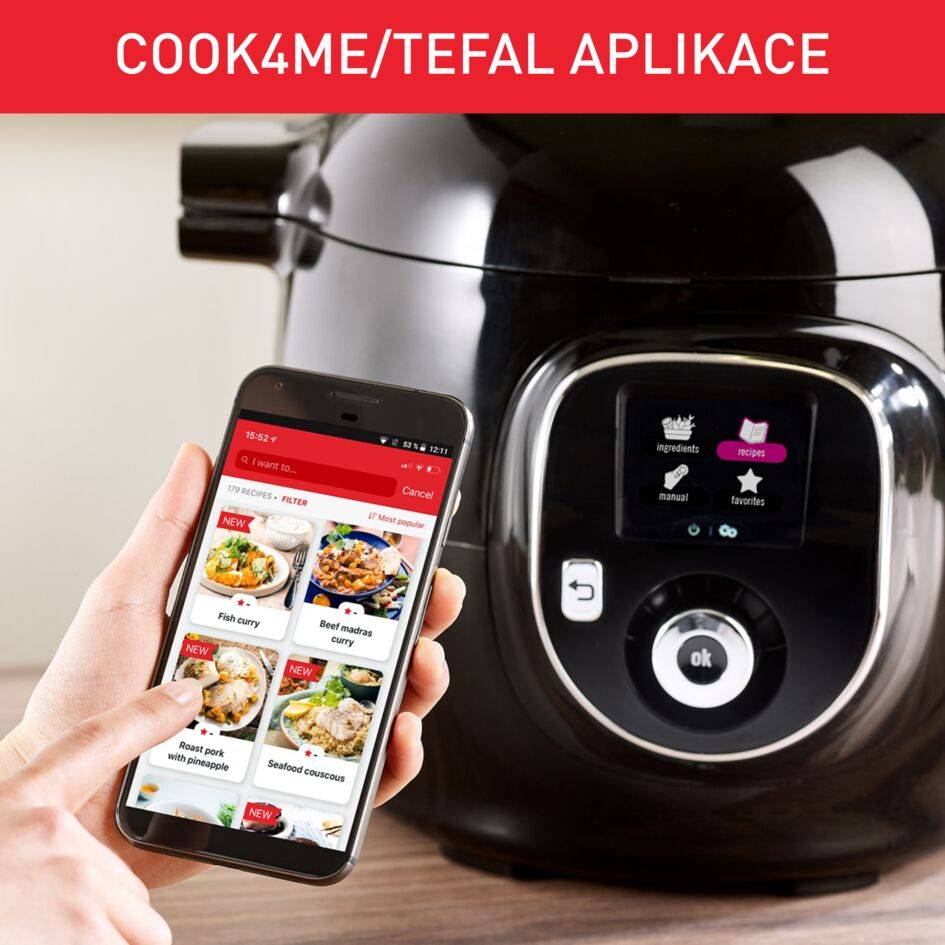 Multifunkční elektrický hrnec Tefal Cook4Me+ Connect CY855830 Černý 