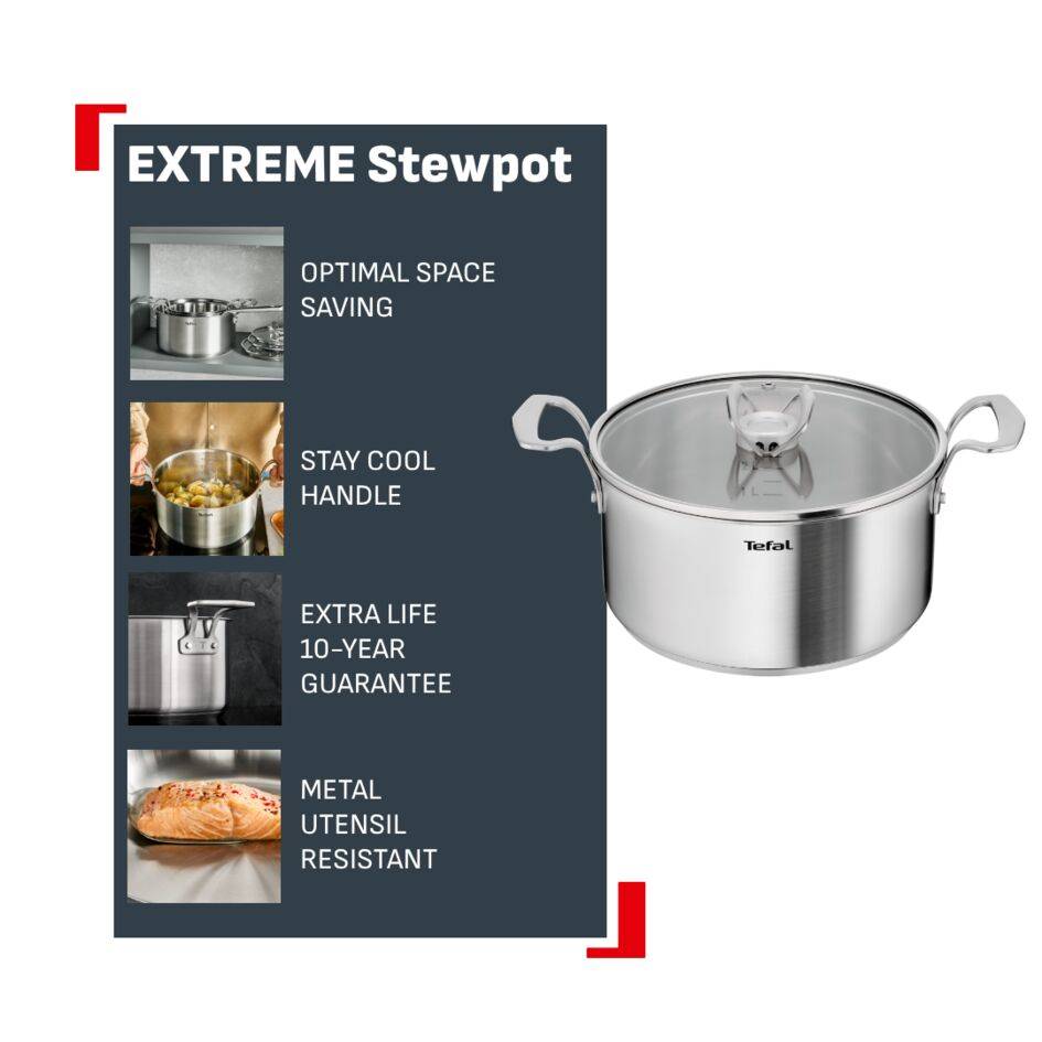 Nerezový kastrol s poklicí Tefal Extreme E5294604 24 cm