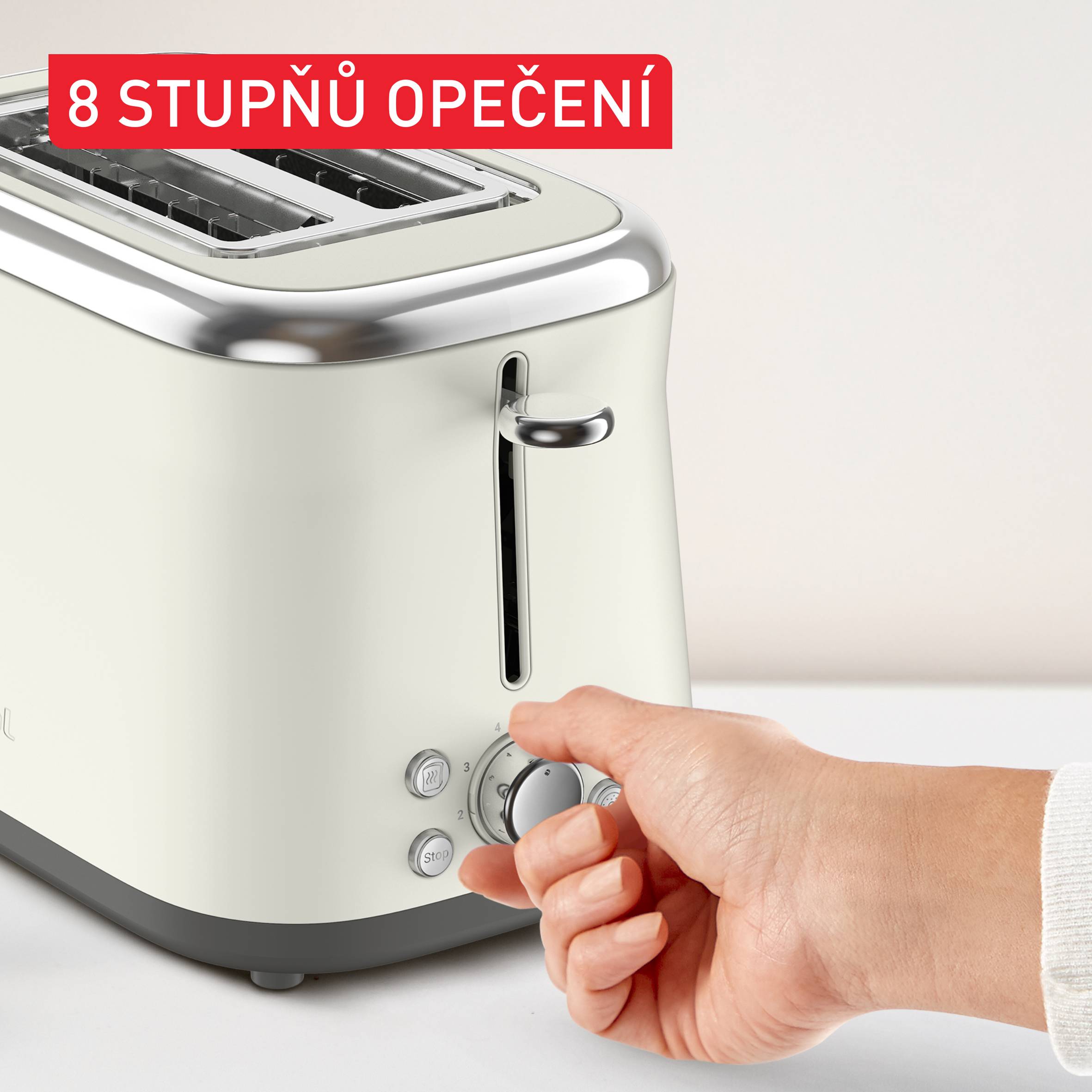 Retro topinkovač Tefal Collection, TT720AE0, nerezový, krémová