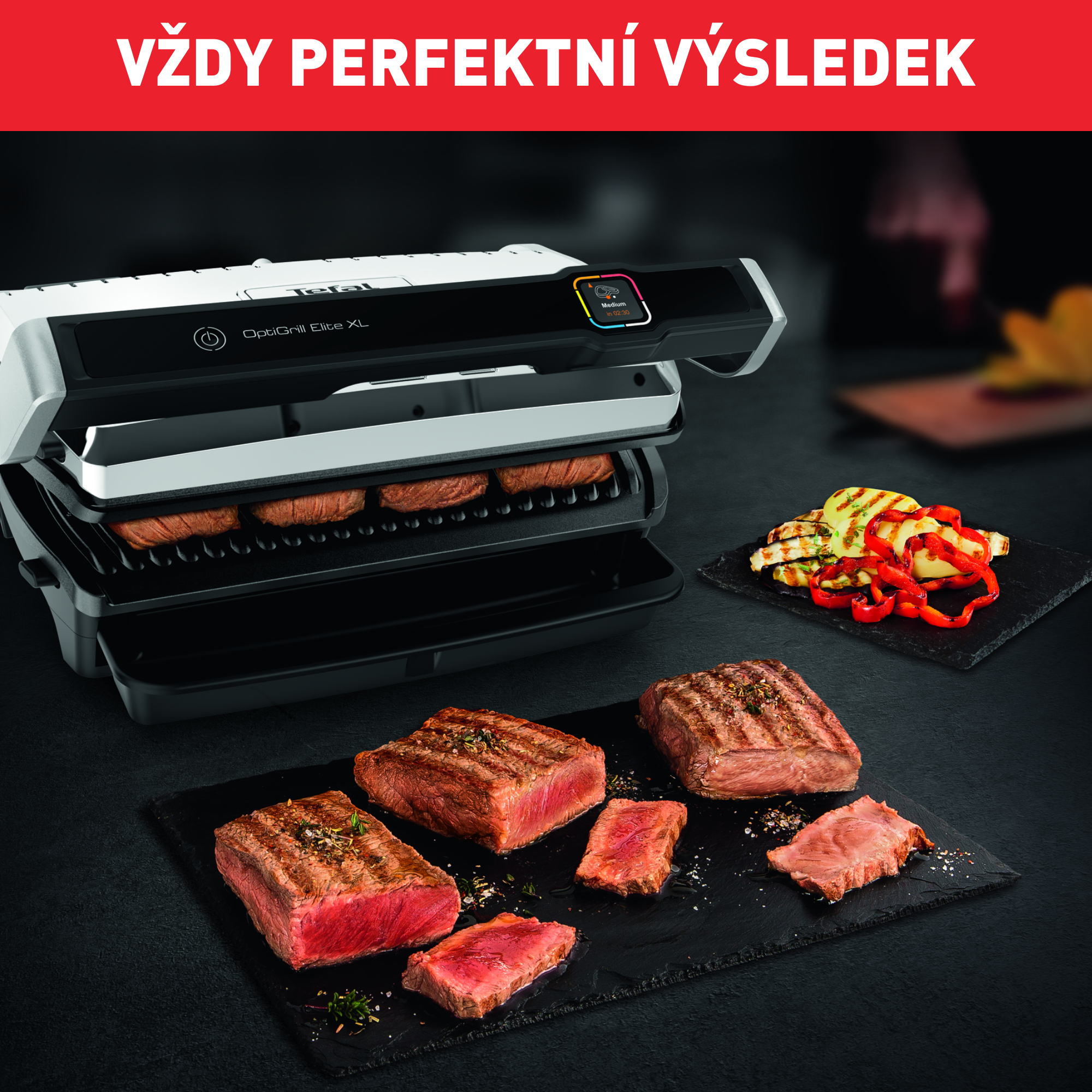 Elektrický gril Tefal OptiGrill Elite XL GC760D30 Stříbrný/Černý