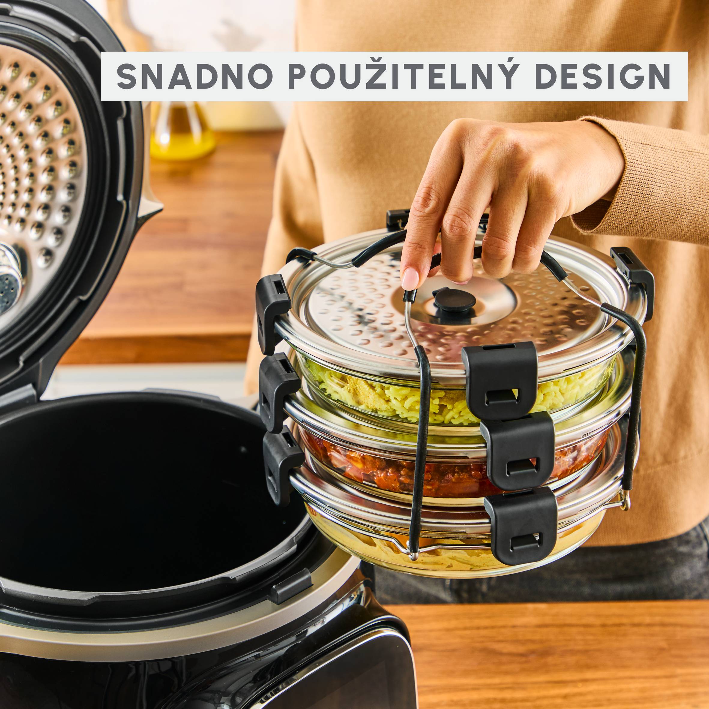 XA6130E0 My Batchcooker Express Příslušenství pro Cook4Me pro tlakové vaření Tefal Sklo/Nerez