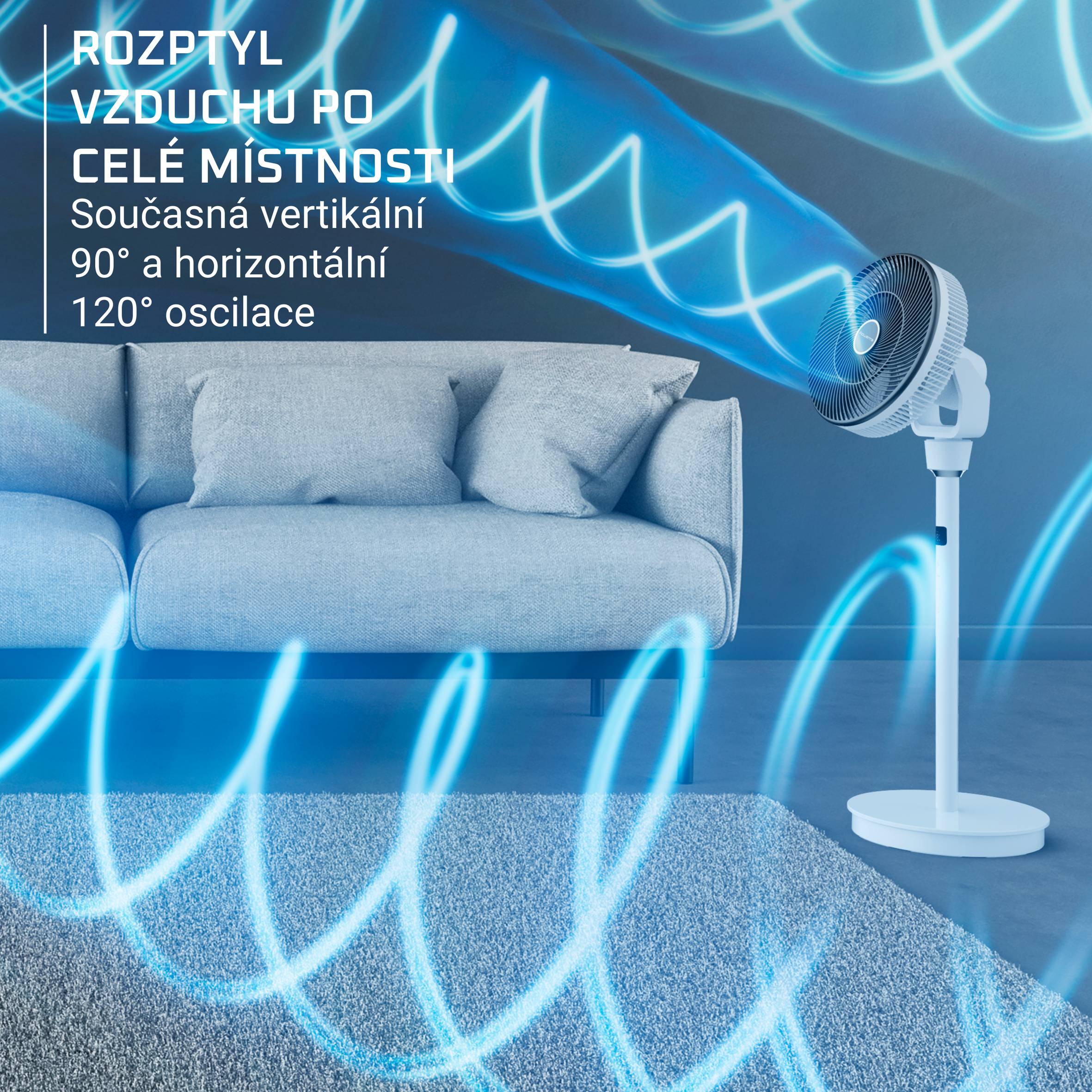 Stojanový ventilátor Rowenta Turbo Swift Silence QV5040F0 Bílý