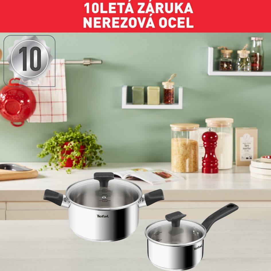 6dílná sada Tefal Delicious rendlík 16&nbsp;cm, kastroly 20/24 cm + poklice B925S655 nerez