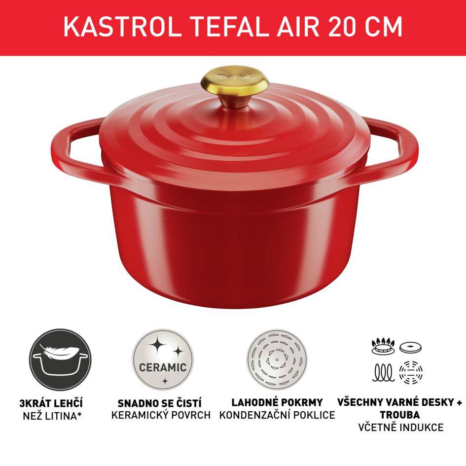 Kastrol Tefal Air 20cm E2544455 červená