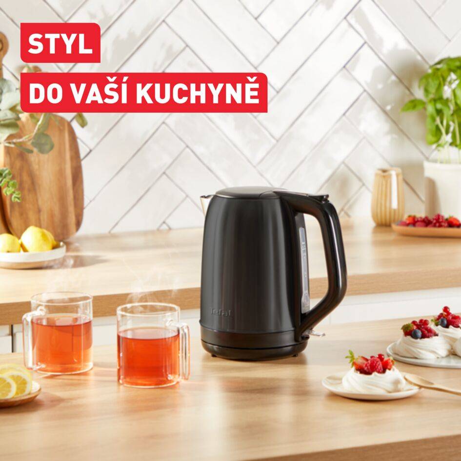 Subito, rychlovarná konvice, ukazatel množství vody na jeden šálek, otevírání jednou rukou