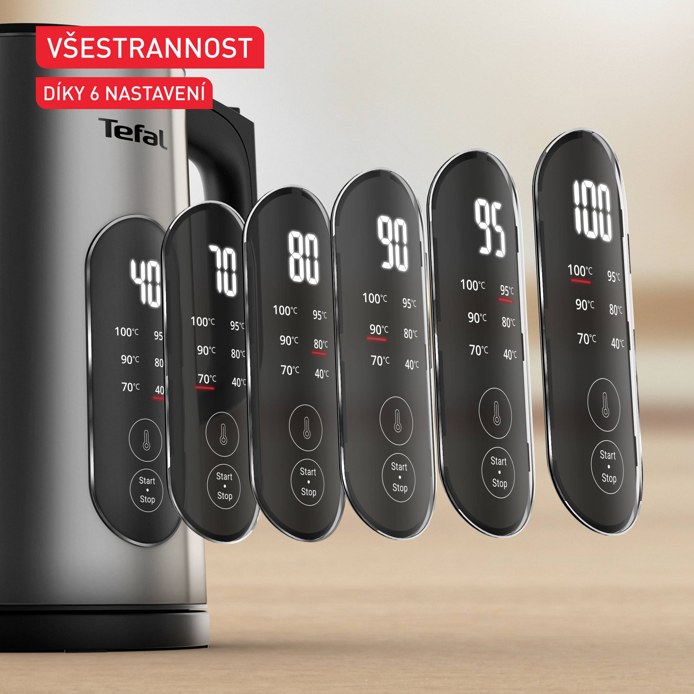 Selection, rychlovarná konvice, 6 nastavení teplot, displej s reálným časem