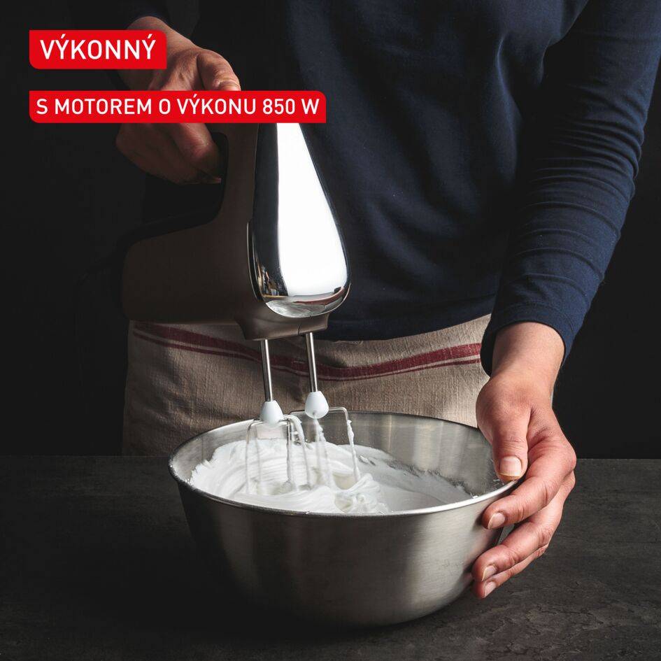 Tichý ruční mixér Tefal Powermix Silence 4v1 HT663AF0 chromově/stříbrno/černý