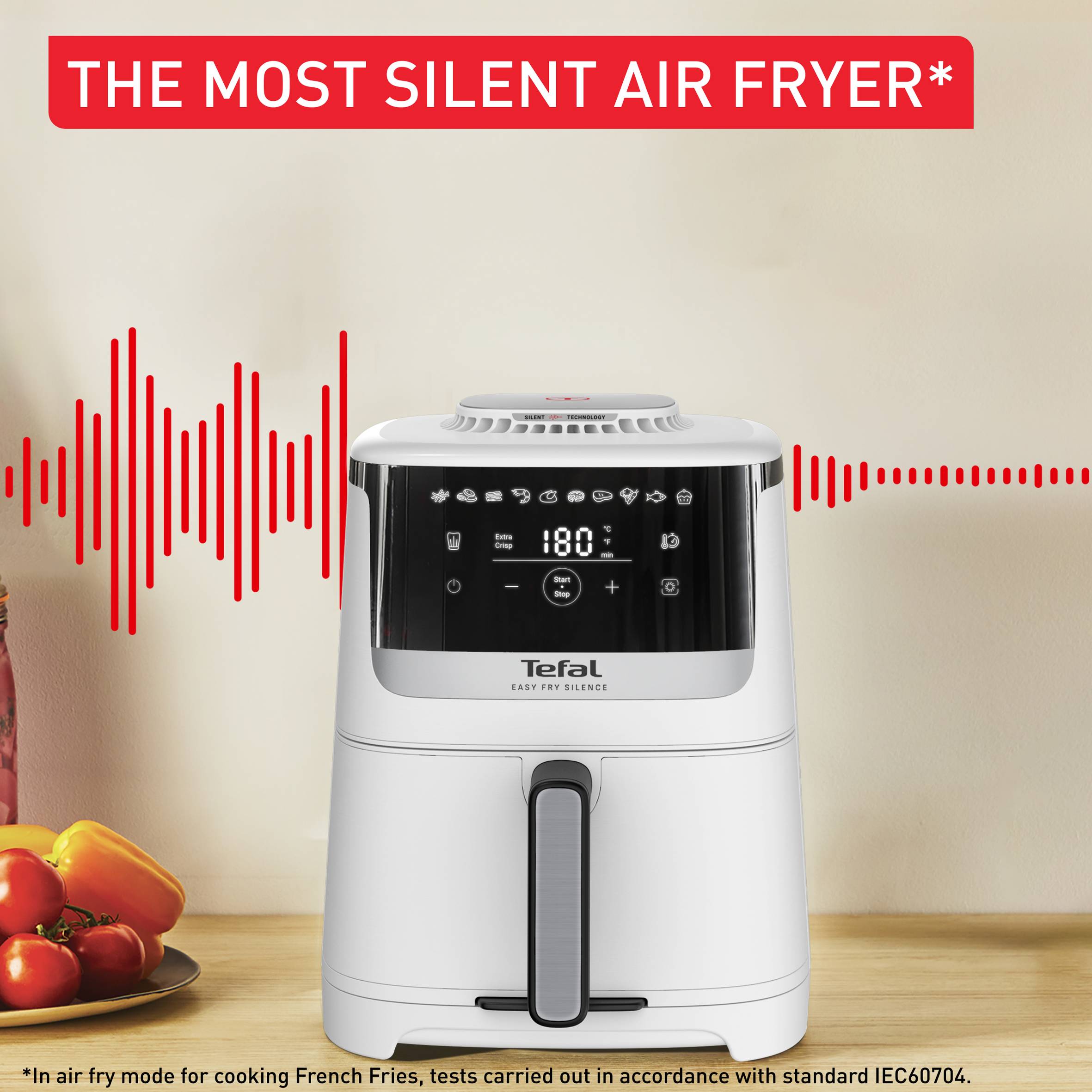 Tichá horkovzdušná fritéza Tefal Easy Fry Silence  5 l, EY5521E0, bílá