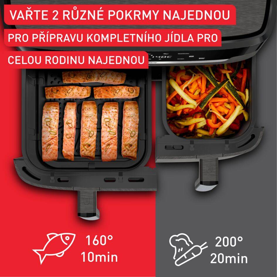 EY942HE0 Easy Fry Dual XXL horkovzdušná fritéza Tefal 11 l
