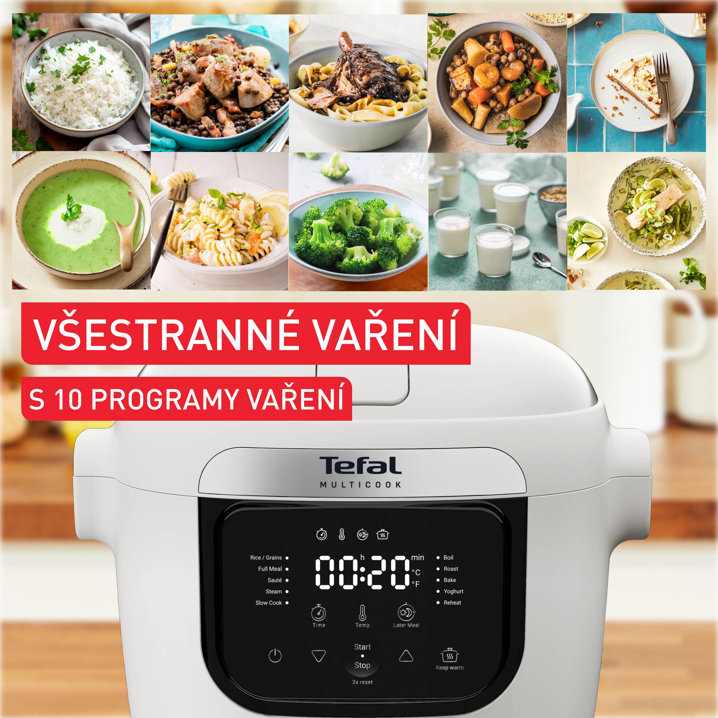 Multifunkční hrnec Tefal Multicook MY700BF0 světle šedá