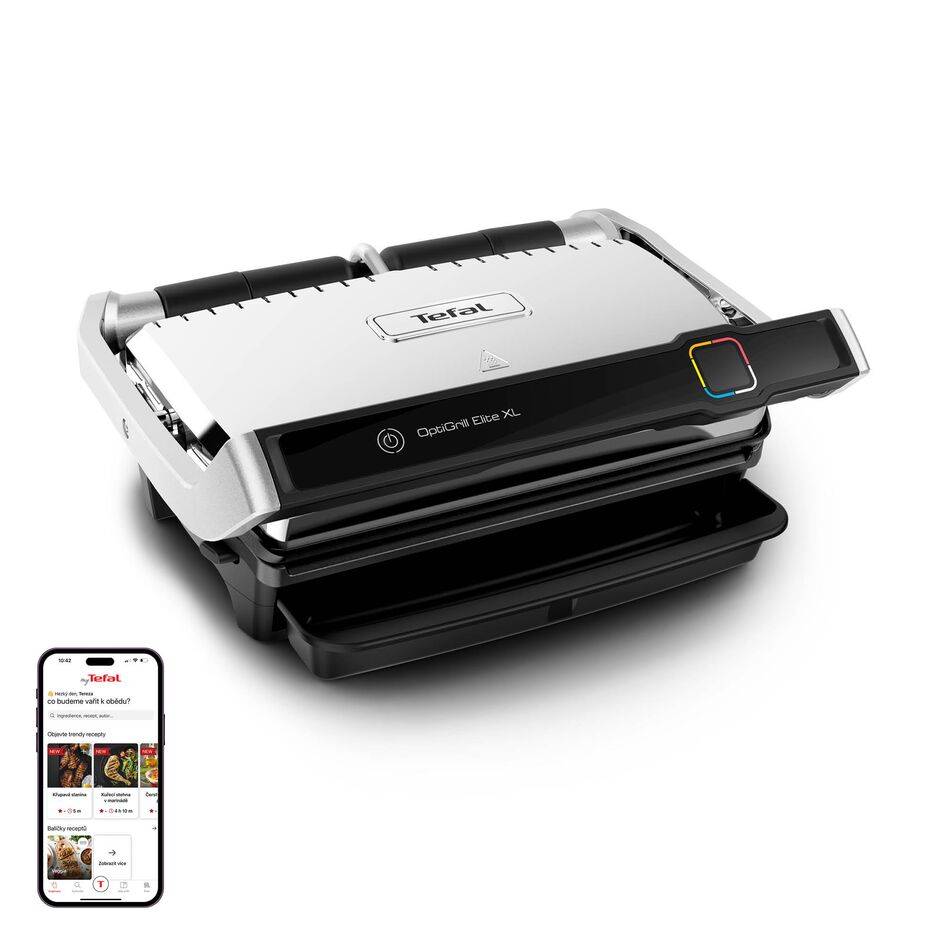 Elektrický gril Tefal OptiGrill Elite XL GC760D30 Stříbrný/Černý