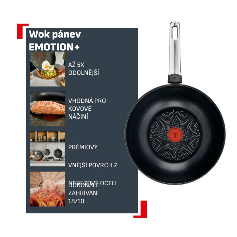 Nepřilnavá pánev wok Tefal Emotion+ E3271944 28 cm