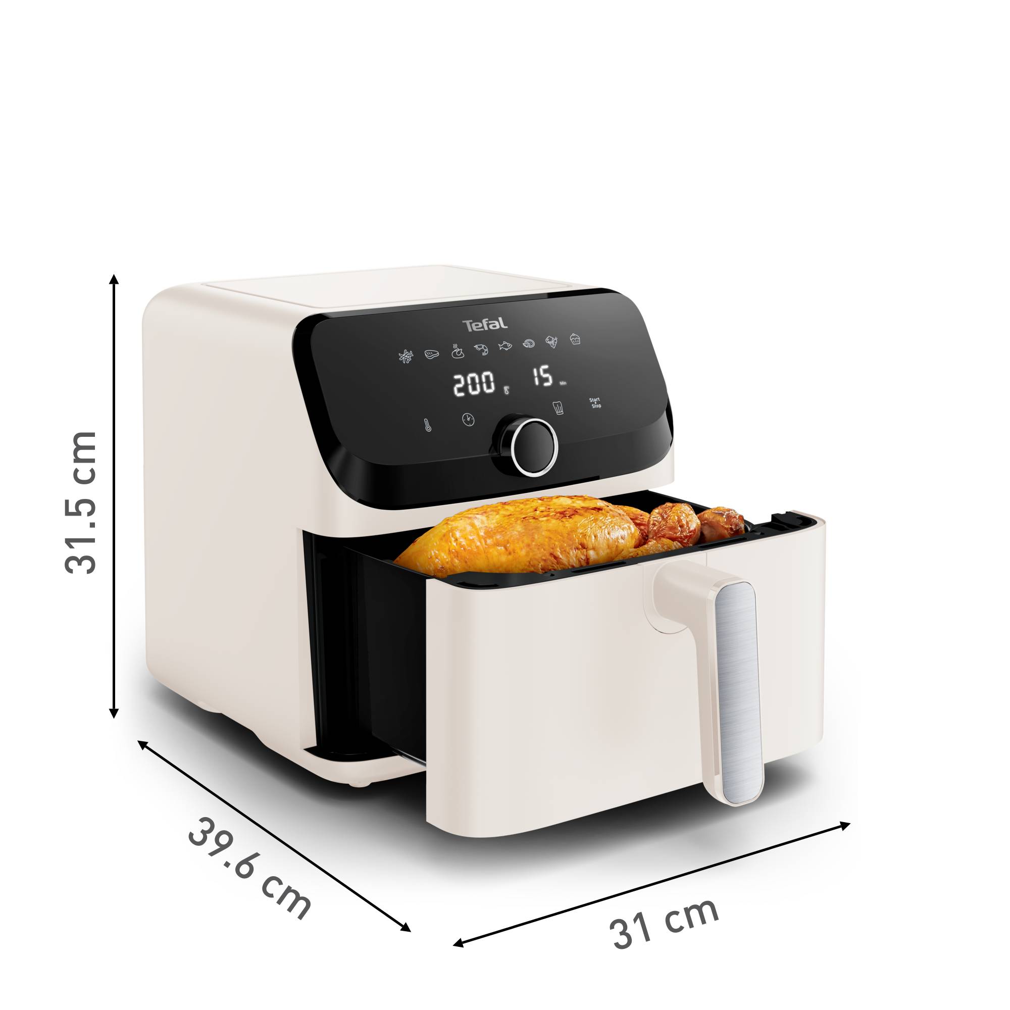 Horkovzdušná fritéza Tedal Easy Fry Mega, 7,5 l, EY855AE0, krémová