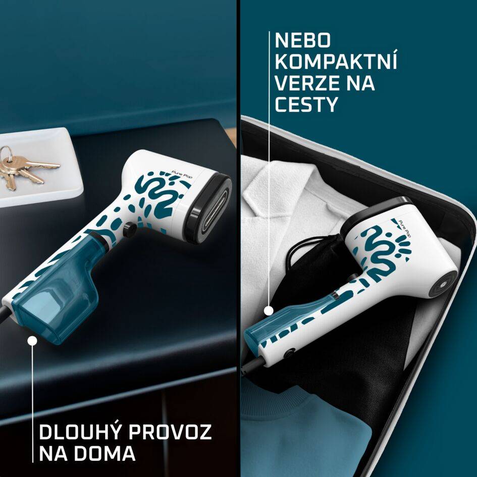 Ruční napařovač Tefal Pure POP Home & Travel DT2040E1Bíla/Modra