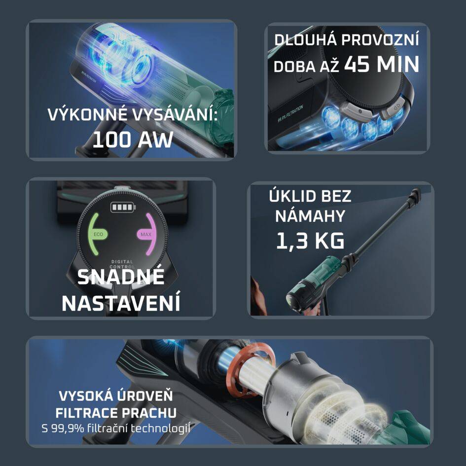 Tyčový vysavač X-Force 8.80 Allergy 3v1 100 AW RH1831E0